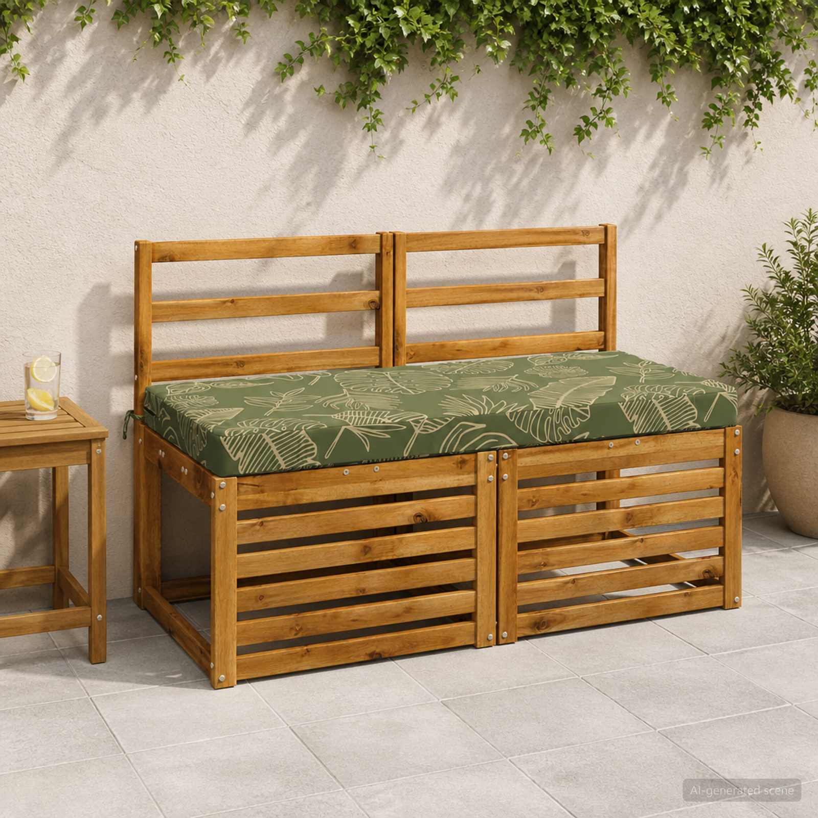 Bankkussen SOEST 100% Polyester Bladontwerp 110 x 50 x 8 cm image 1