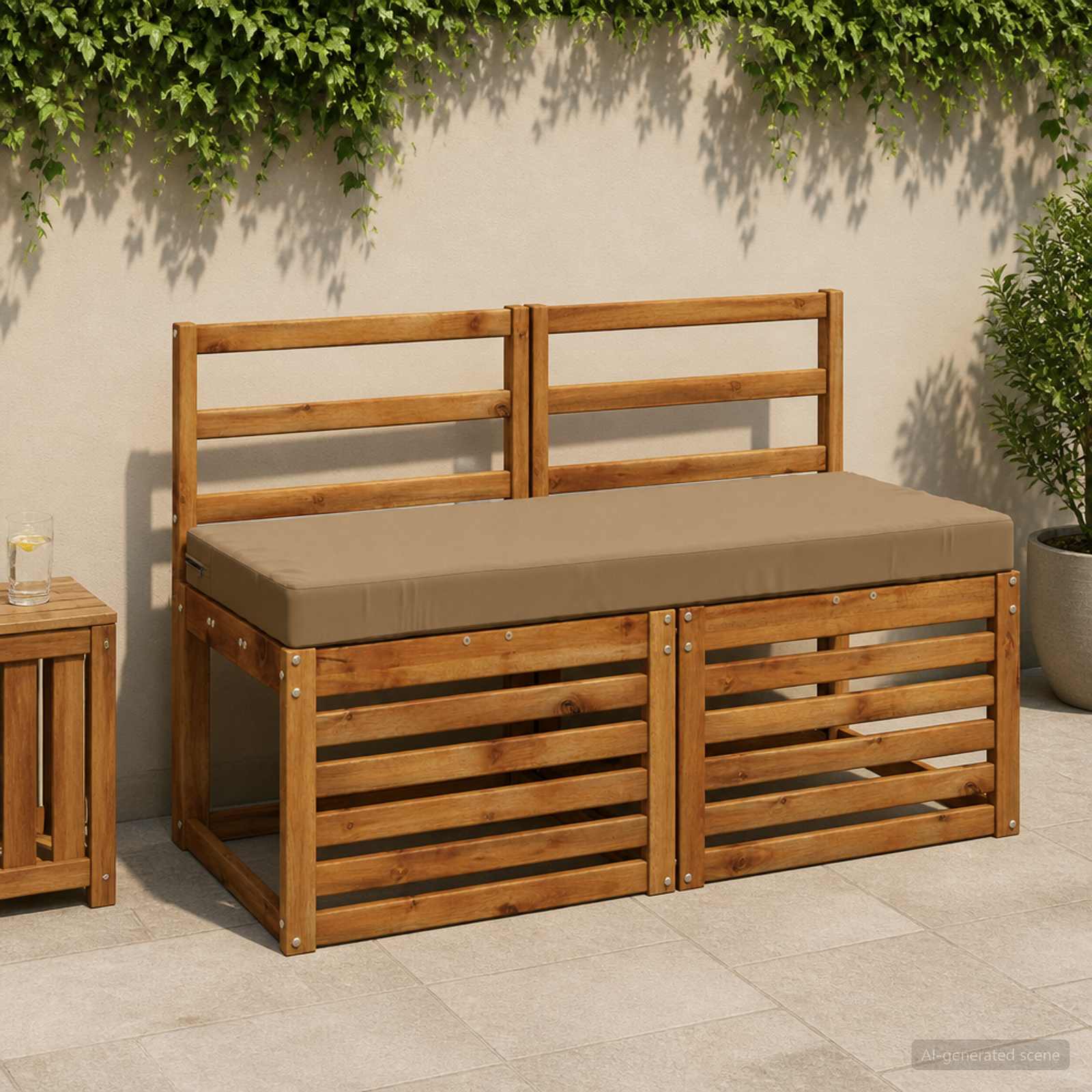 2-delige Bankkussens SOEST 2 st 100% Polyester Taupe image 1