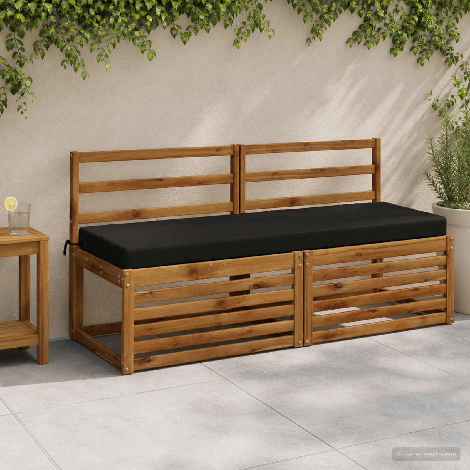 Възглавница за пейка SOEST 100% полиестер Черно 140 x 50 x 8 см