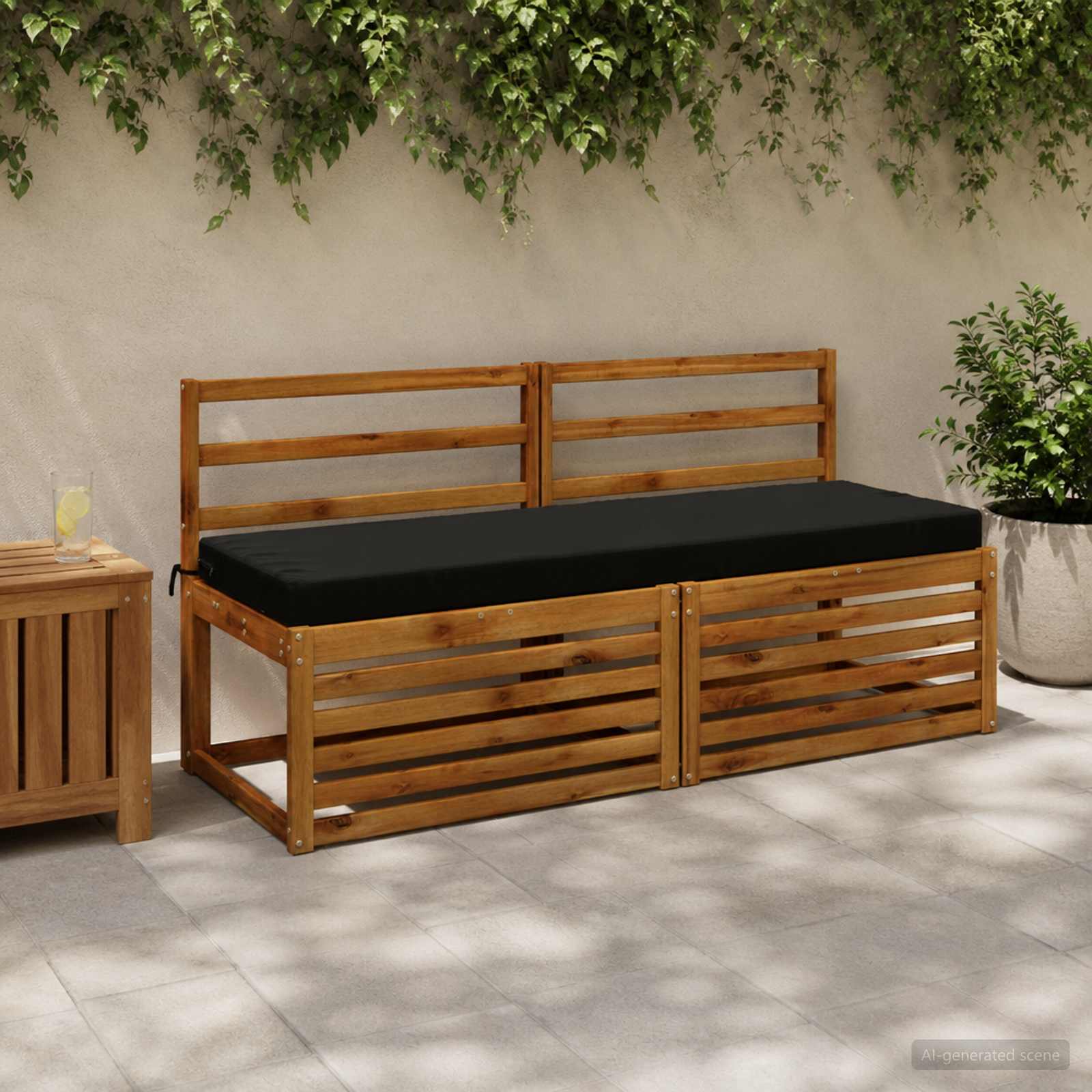 Възглавница за пейка SOEST 100% полиестер Черно 150 x 50 x 8 см