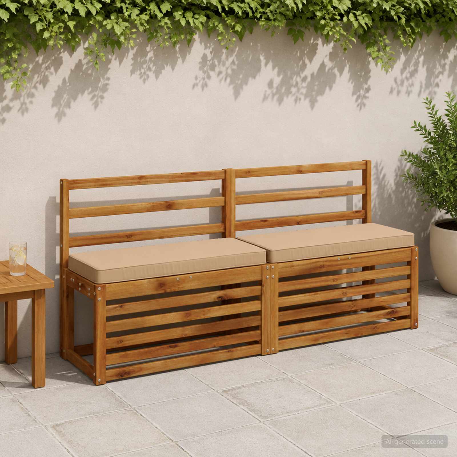 1-delig Bankkussen VUGHT 100% Polyester Zand 80 x 40 x 5 cm image 1