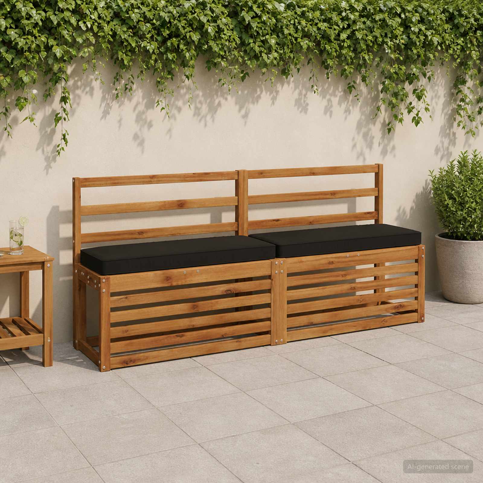 1-delig Bankkussen VUGHT 100% Polyester Zwart 80 x 40 x 5 cm image 1