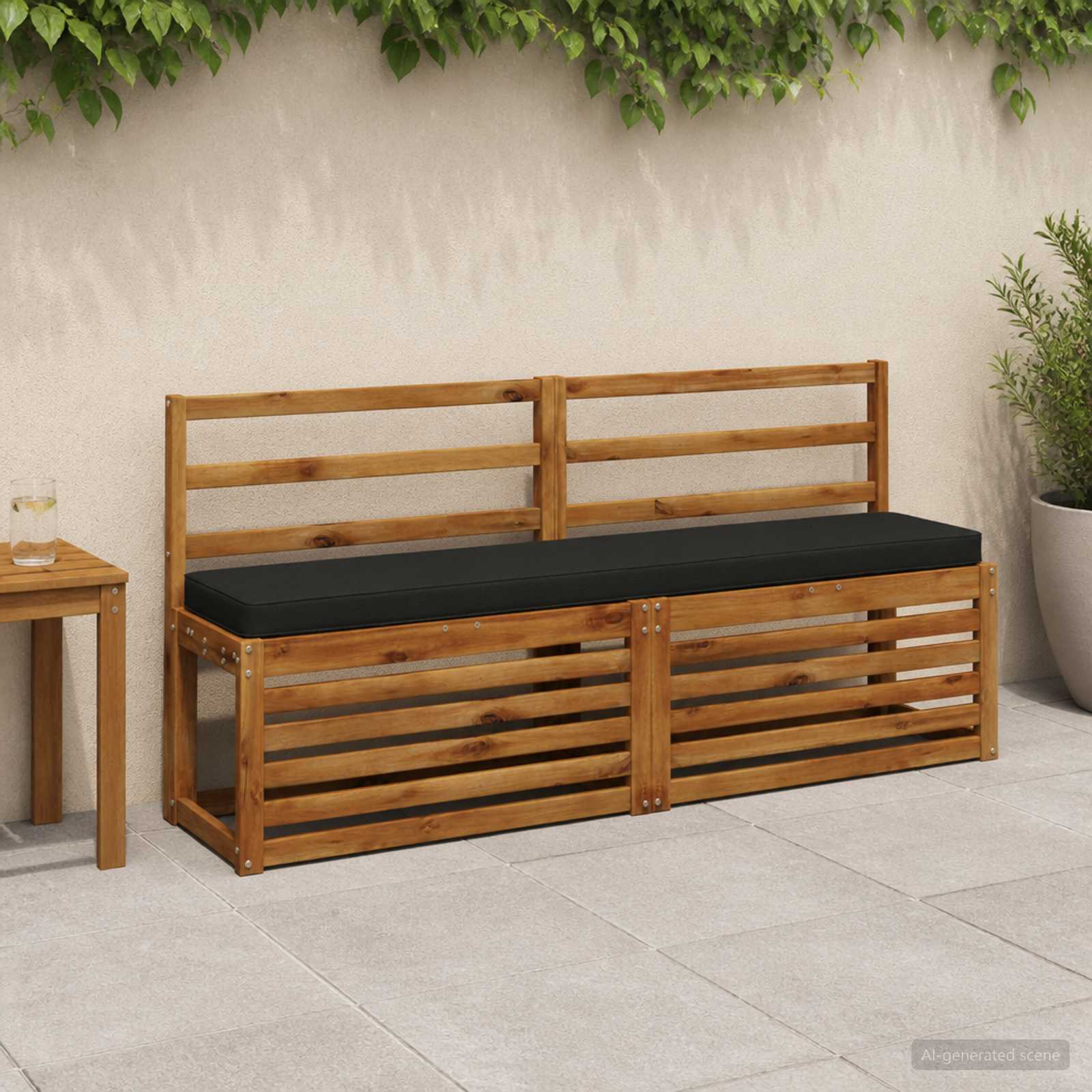 1-delig Bankkussen VUGHT 100% Polyester Zwart 160 x 30 x 5 cm image 1