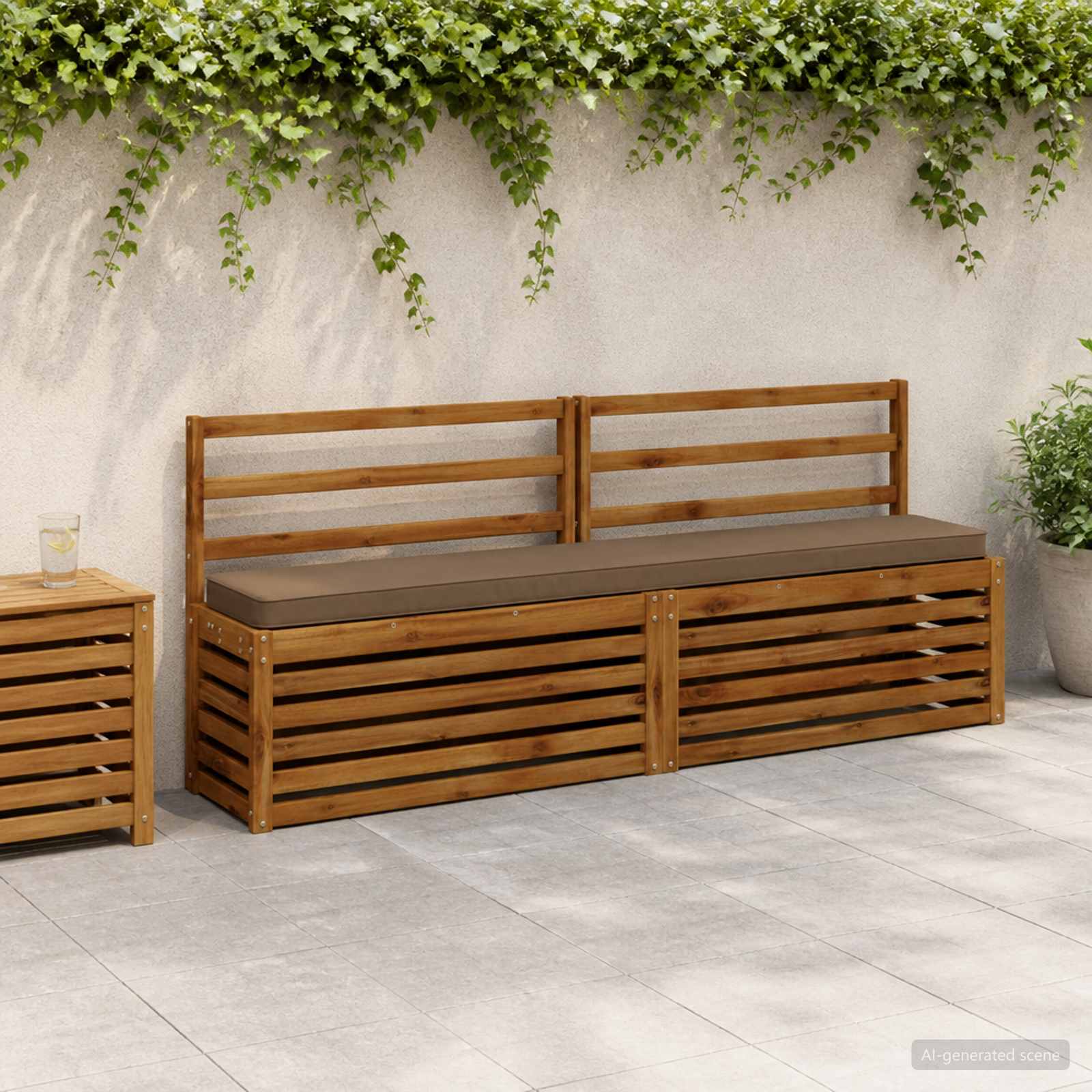 vidaXL 1-delt bænkepude VUGHT 100% polyester Gråbrun 180 x 30 x 5 cm