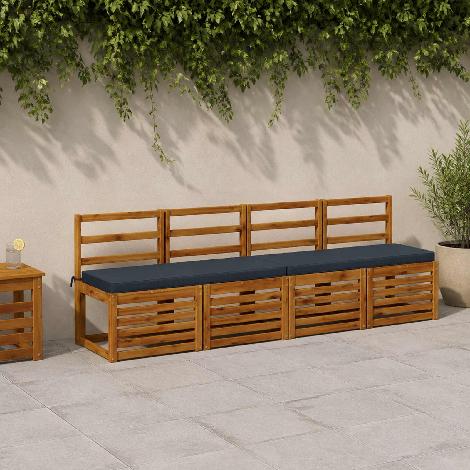 vidaXL 1-delt bænkepude VUGHT 100% polyester Mørk blå 100 x 40 x 5 cm
