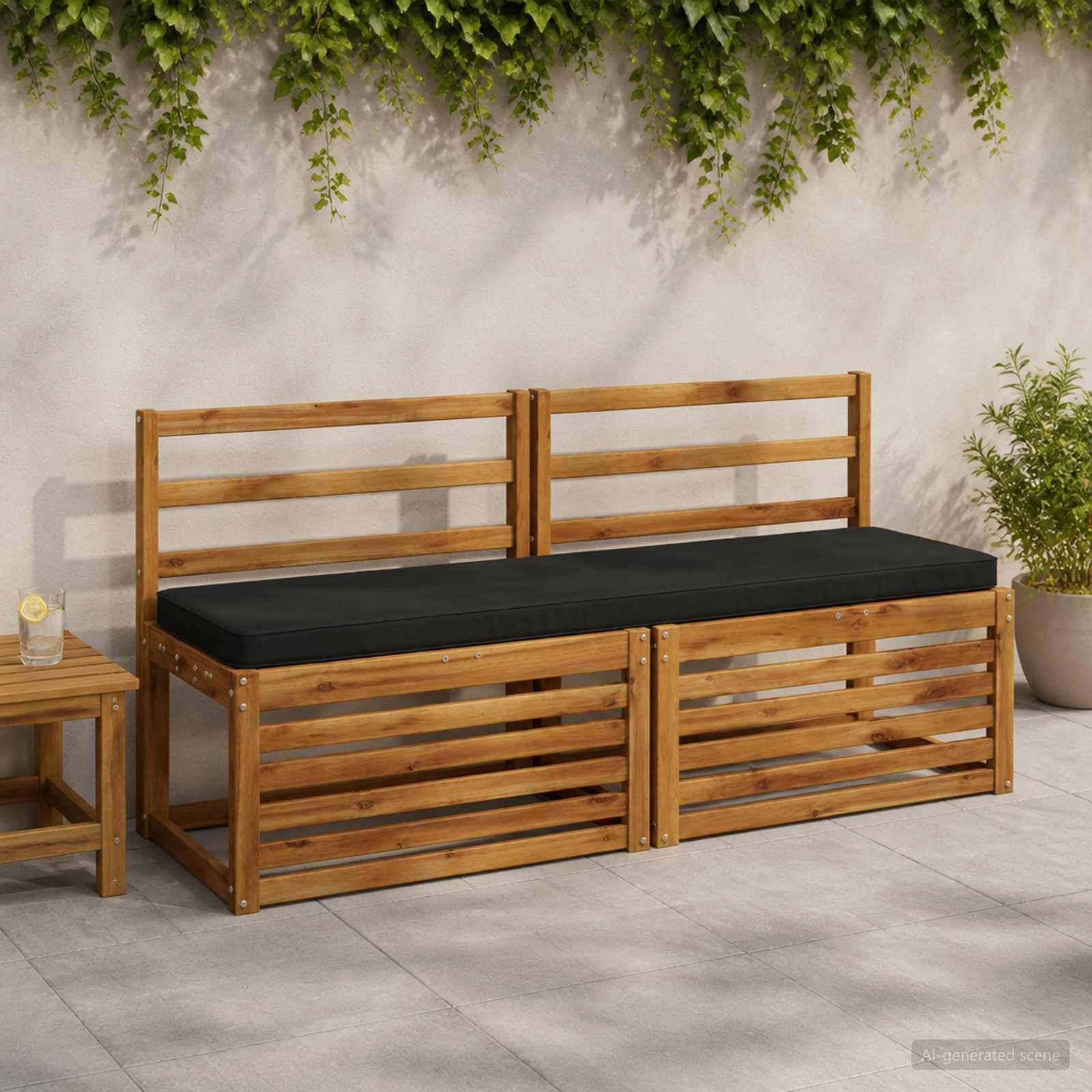 1-delig Bankkussen VUGHT 100% Polyester Zwart 140 x 40 x 5 cm image 1