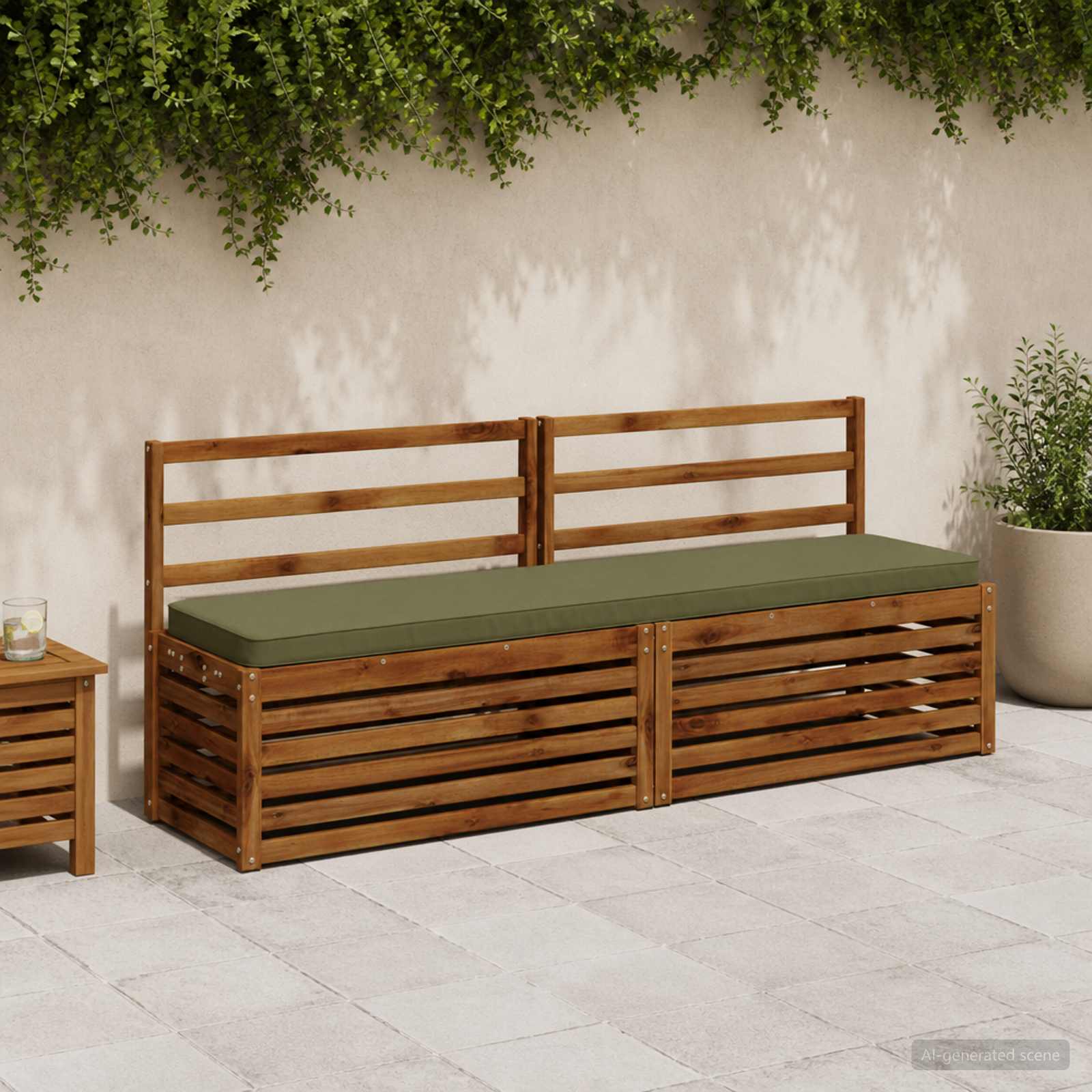 2-delige Bankkussens VUGHT 2 st 100% Polyester Olijfgroen image 1