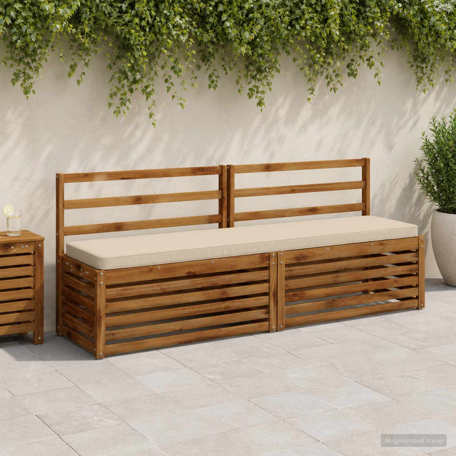 vidaXL 1-delt bænkepude VUGHT 100% polyester Beige 200 x 40 x 5 cm