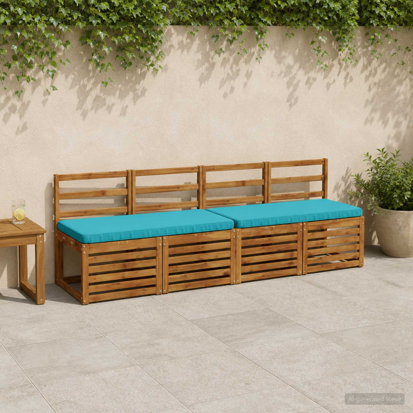 vidaXL 1-delt bænkepude VUGHT 100% polyester Turkis 110 x 50 x 5 cm