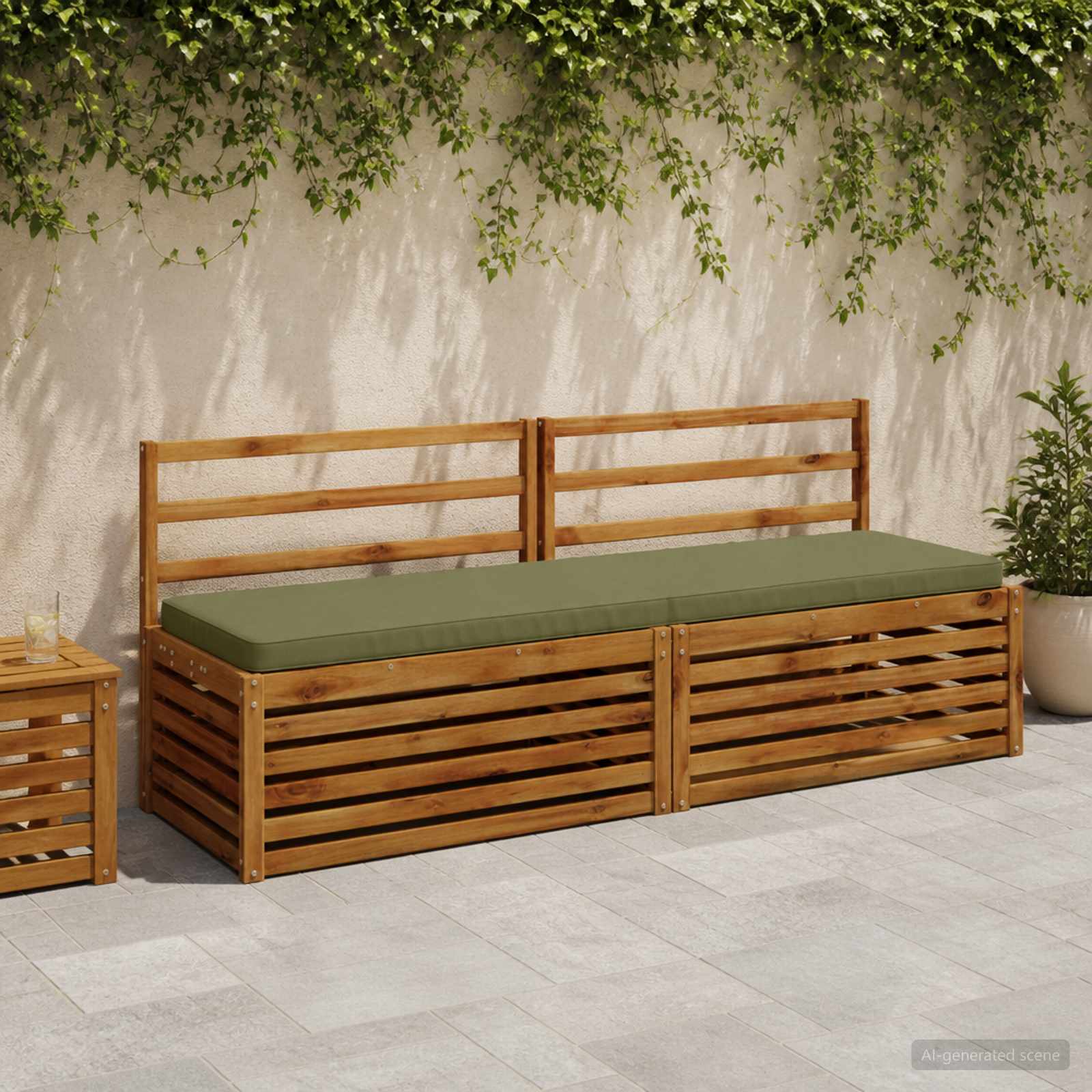 2-delige Bankkussens VUGHT 2 st 100% Polyester Olijfgroen image 1