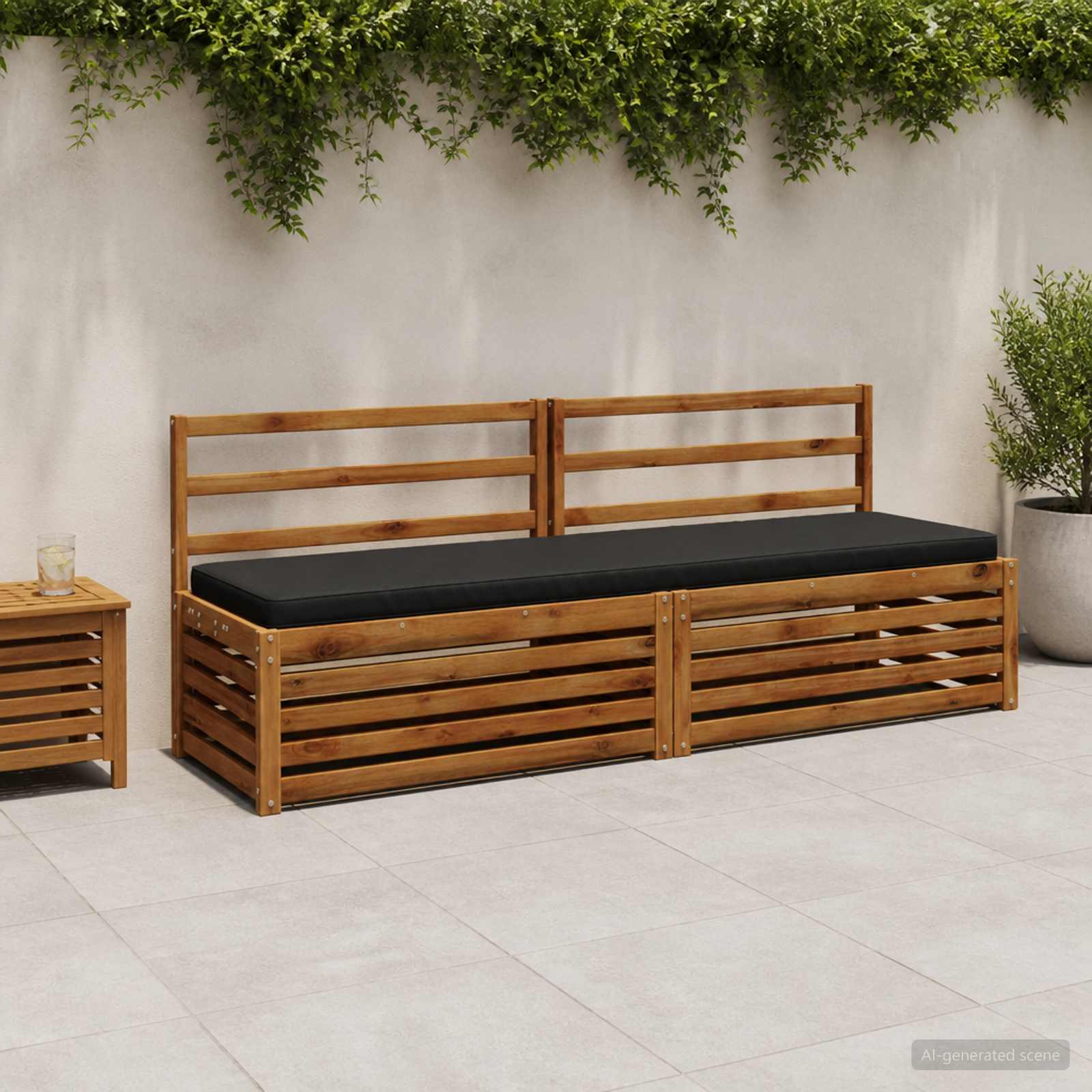 1-delig Bankkussen VUGHT 100% Polyester Zwart 200 x 50 x 5 cm image 1