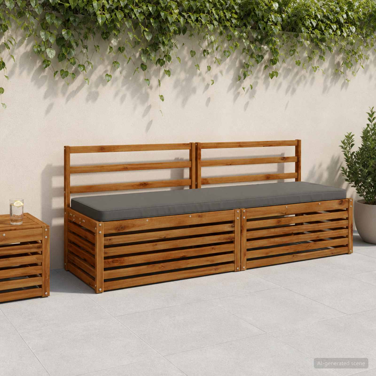 1-delig Bankkussen VUGHT 100% Polyester Grijs 200 x 50 x 5 cm image 1