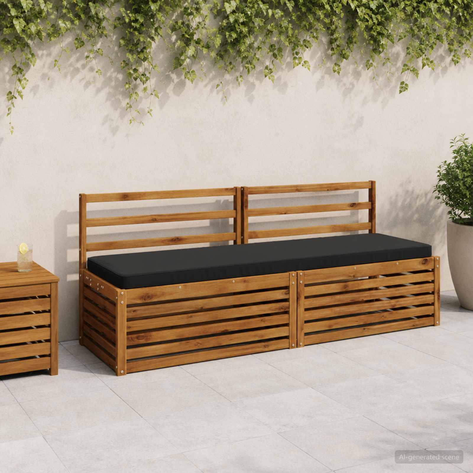 1-delig Bankkussen VUGHT 100% Polyester Zwart 200 x 50 x 5 cm image 1
