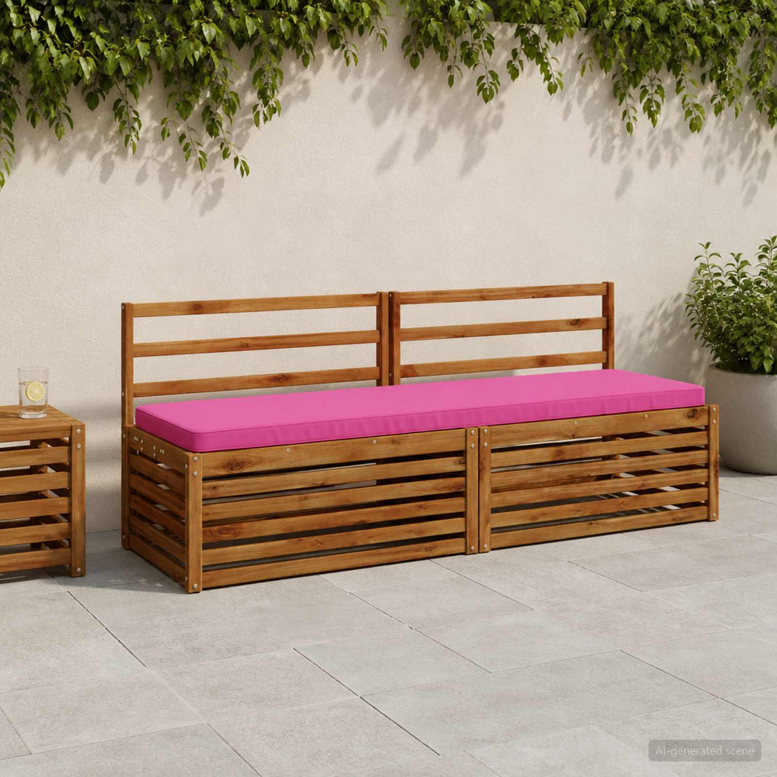 vidaXL 1-delt bænkepude VUGHT 100% polyester Lyserød 170 x 50 x 5 cm