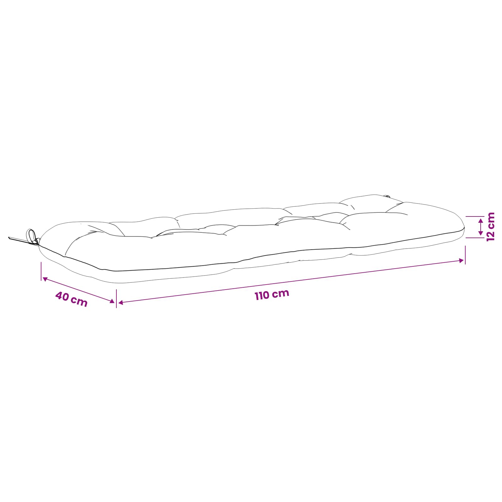 Bankkussen VIANEN 100% Polyester Zwart 110 x 40 x 12 cm image 8