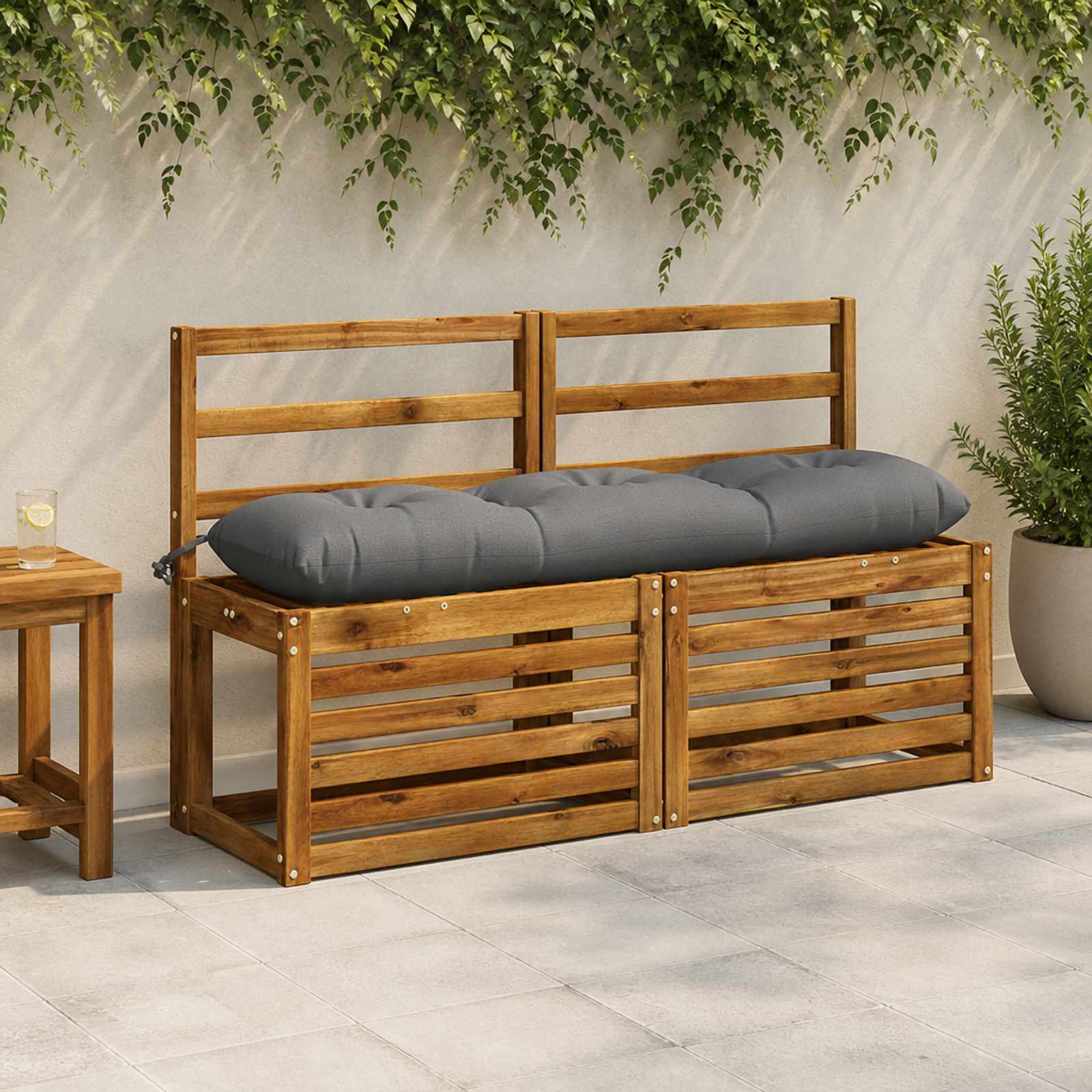 vidaXL Bankkissen VIANEN 2 stk. 100 % Polyester Grau 120 x 30 x 12 cm