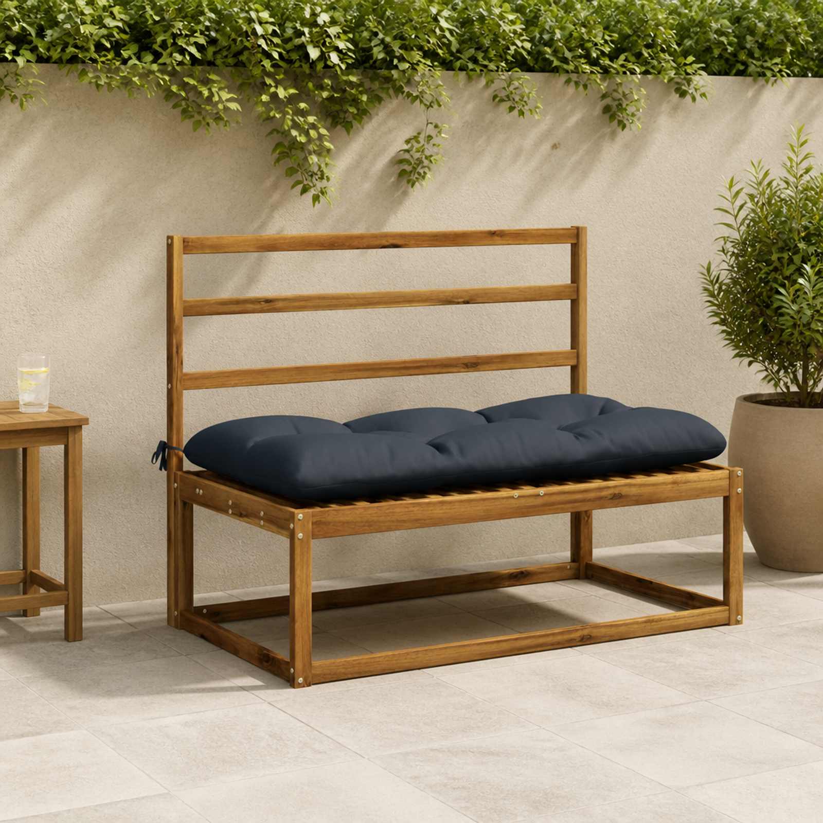 vidaXL Bankkissen VIANEN 100 % Polyester Dunkelblau 100 x 60 x 12 cm