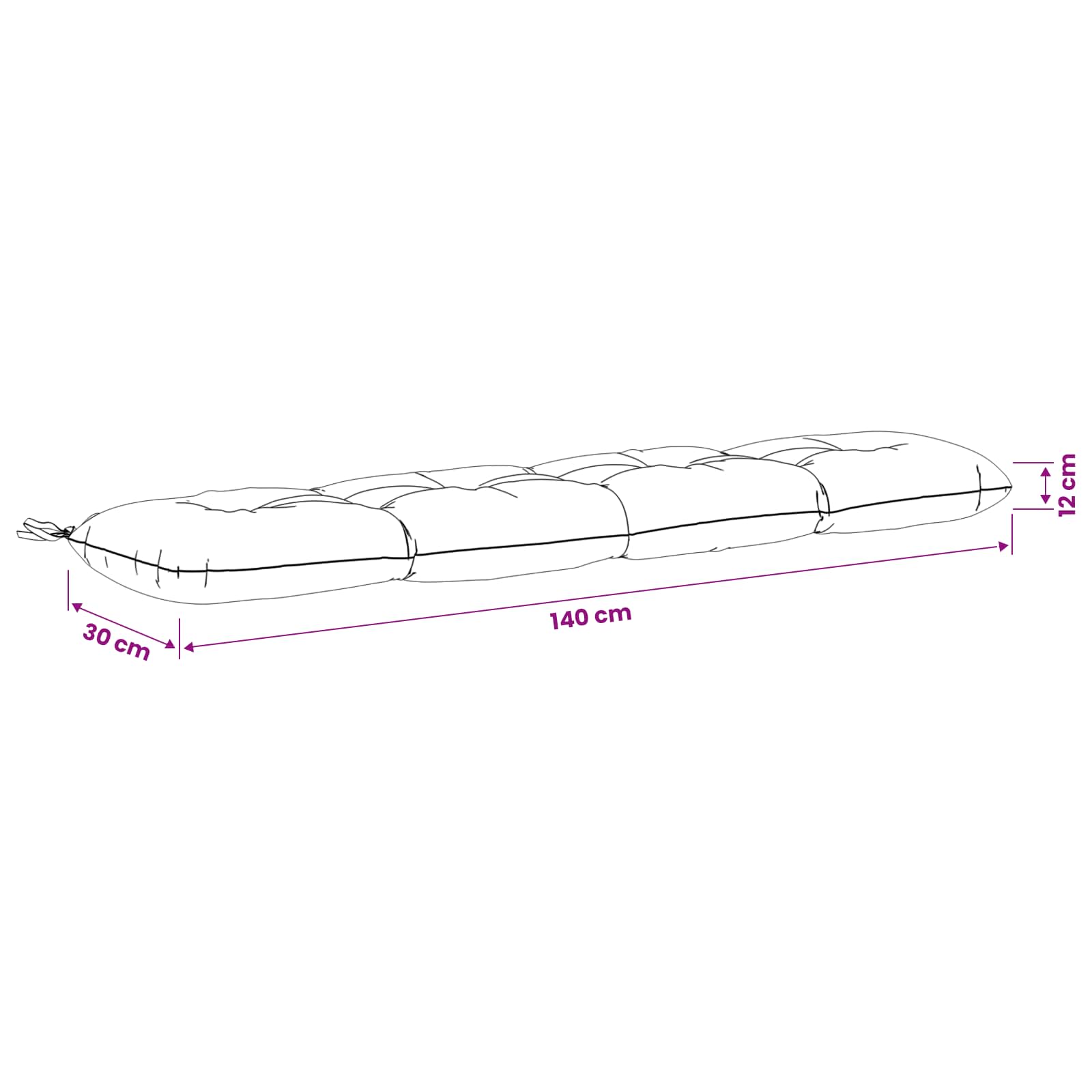 Bankkussen VIANEN 100% Polyester Zwart 140 x 30 x 12 cm image 9