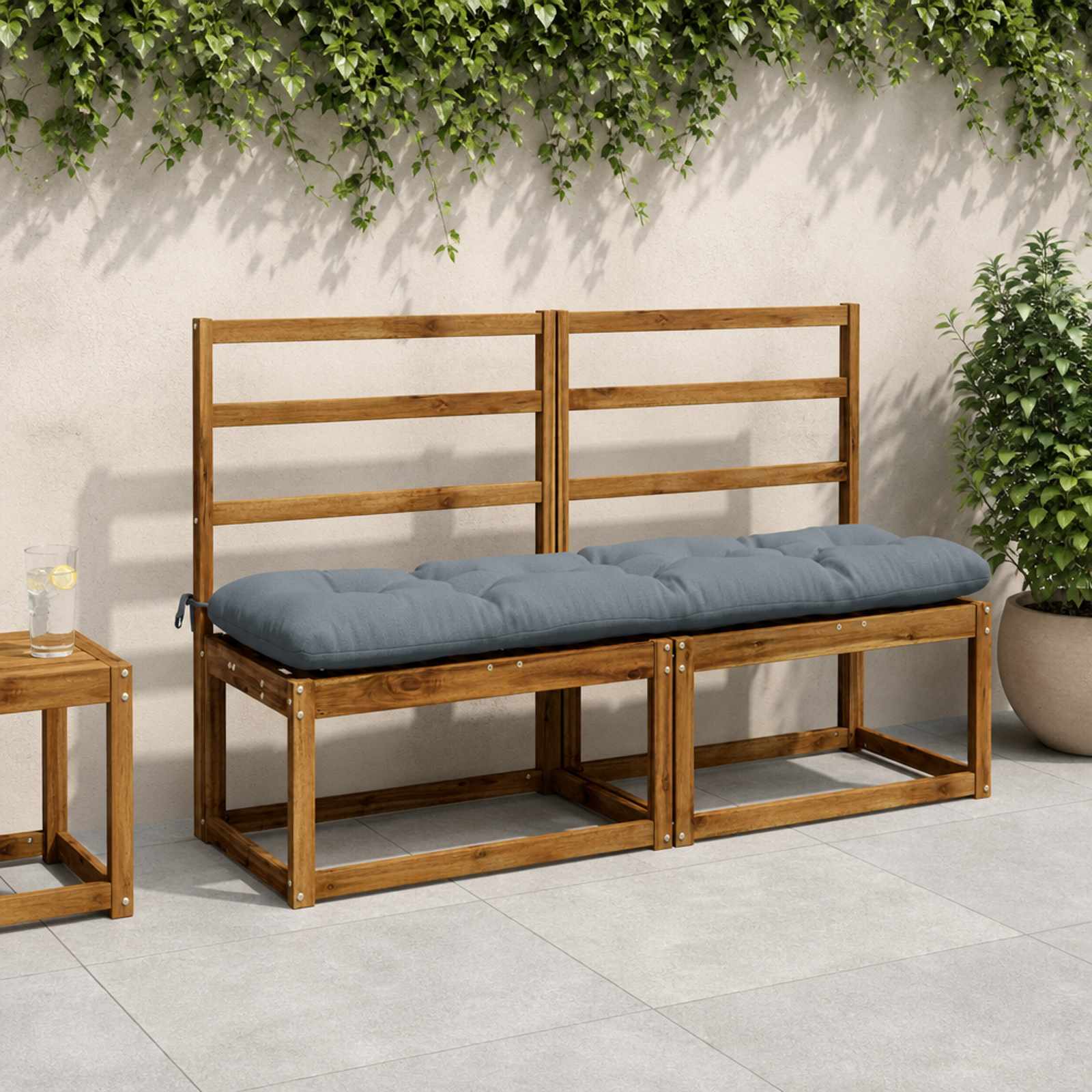 vidaXL Bænkepuder VIANEN 2 stk. 100% polyester Blå 140 x 40 x 12 cm