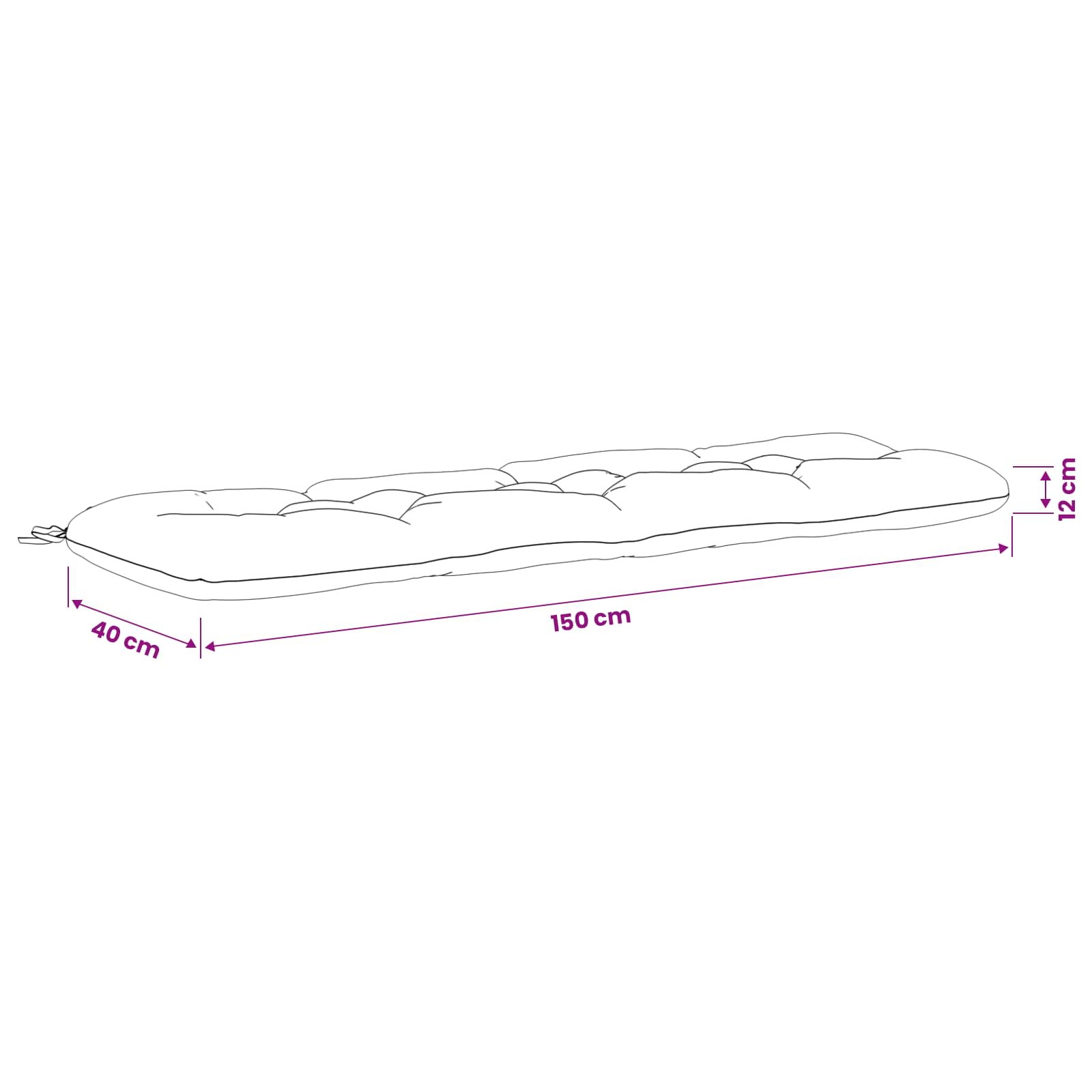 Blazina za klop VIANEN 100% poliester Črna 150 x 40 x 12 cm