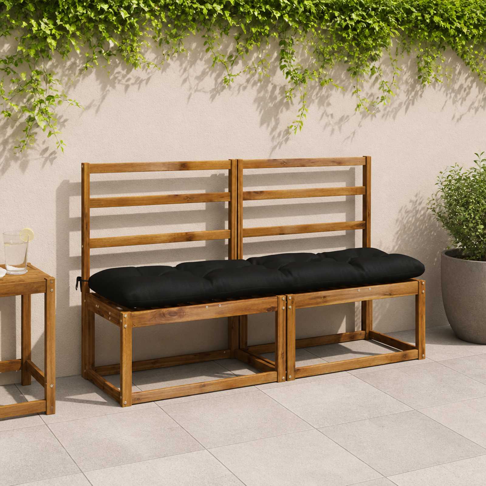 vidaXL Bænkepuder VIANEN 2 stk. 100% polyester Sort 140 x 40 x 12 cm