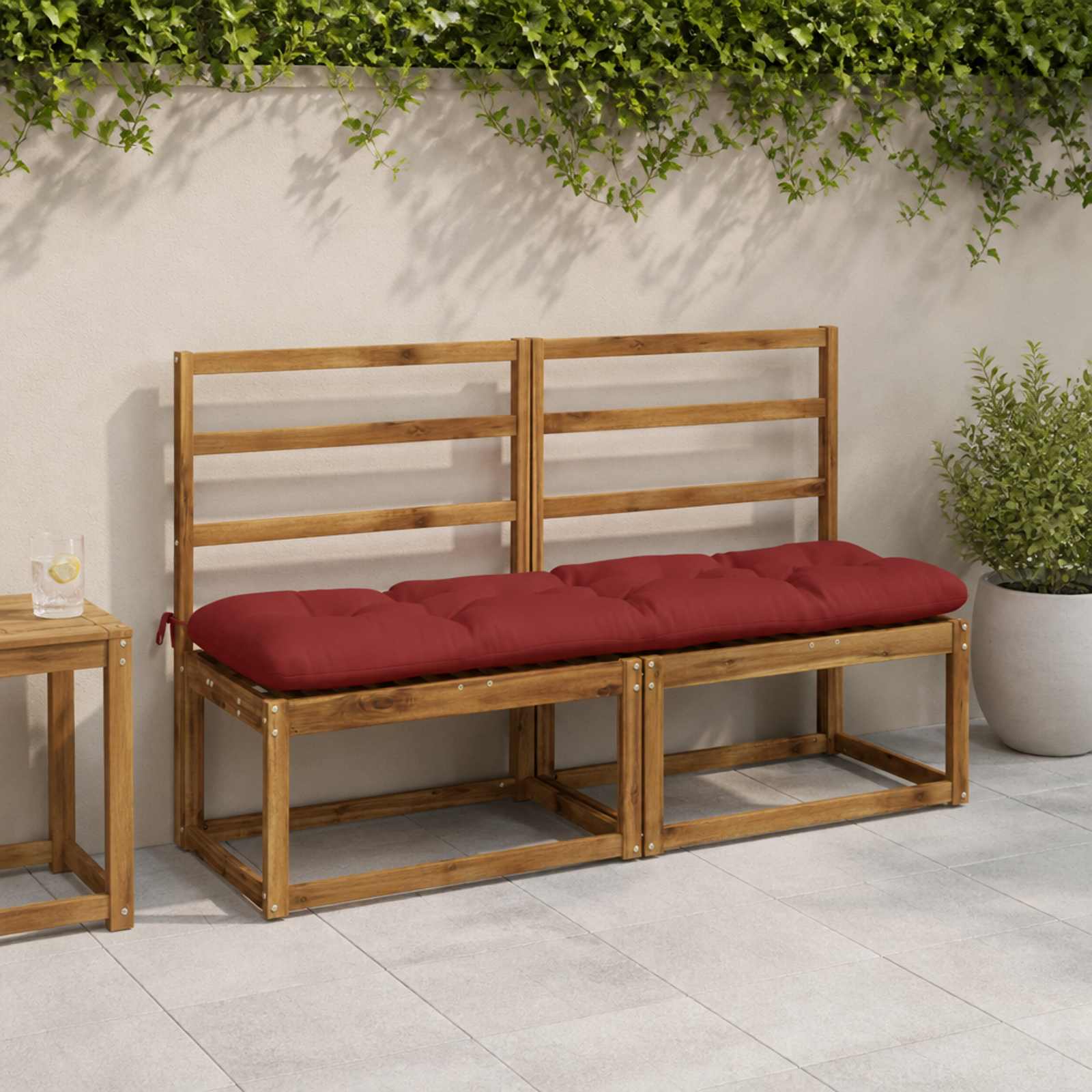 vidaXL Bænkepuder VIANEN 2 stk. 100% polyester Rød 140 x 40 x 12 cm