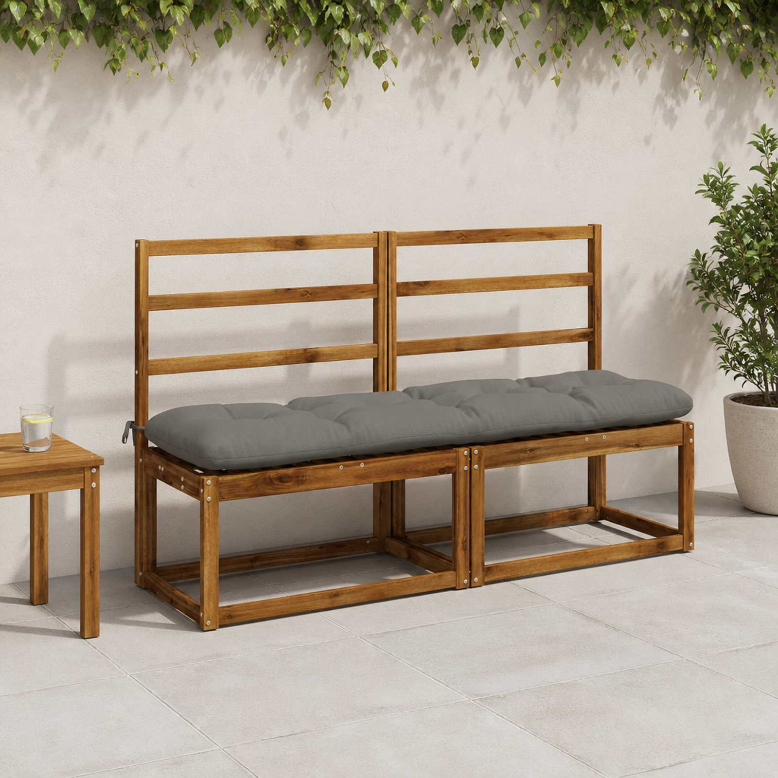 vidaXL Bankkissen VIANEN 2 stk. 100 % Polyester Grau 140 x 40 x 12 cm