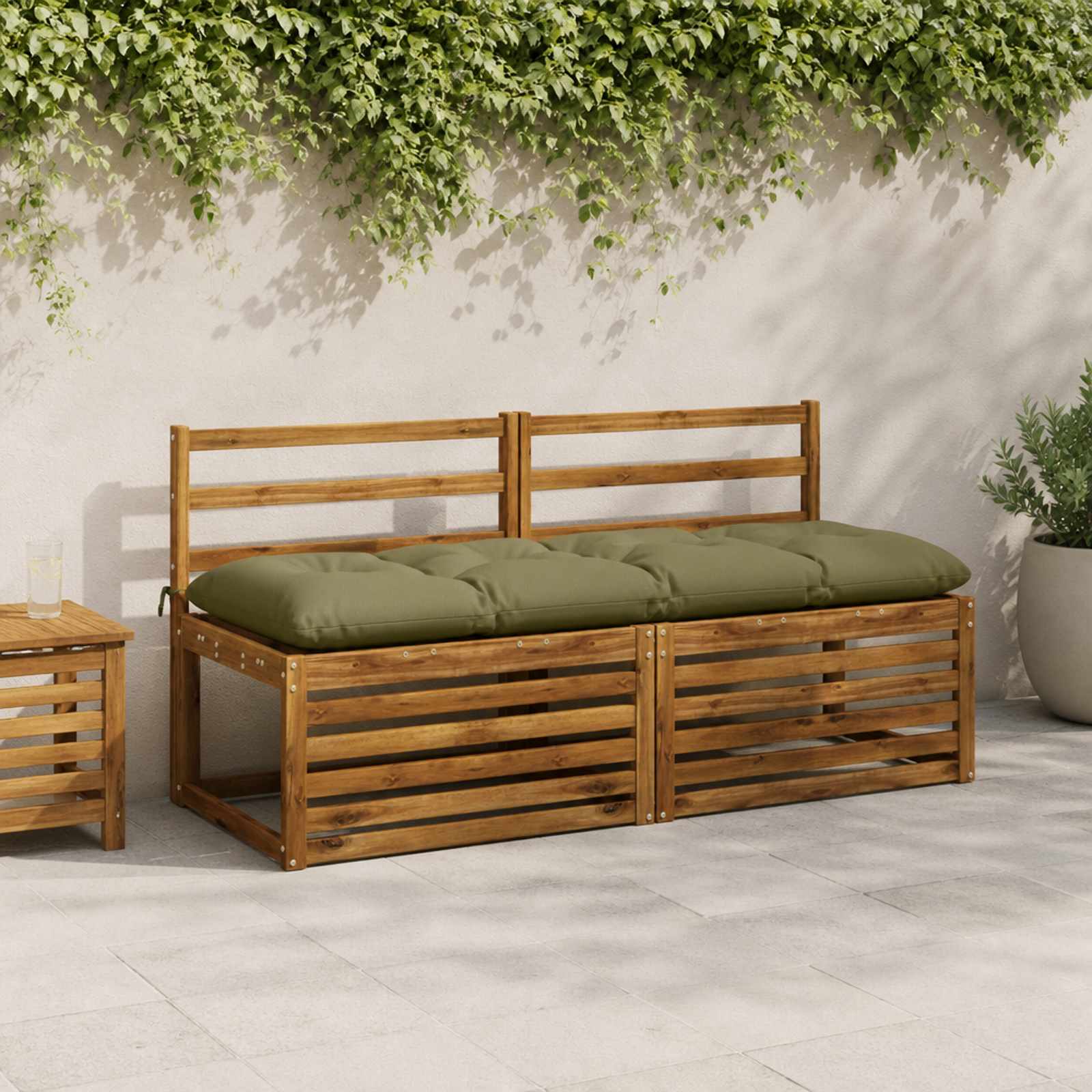 vidaXL Bænkpude VIANEN 100% polyester Olivengrøn 140 x 50 x 12 cm