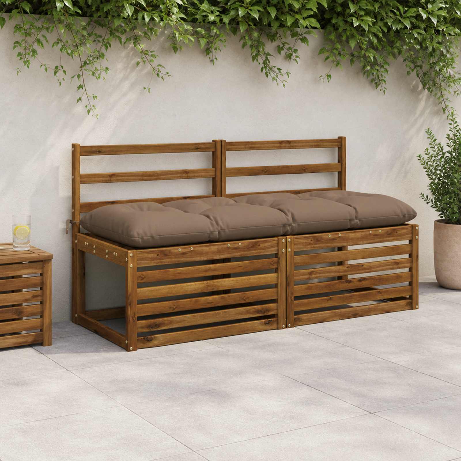Blazina za klop VIANEN 100% poliester Taupe 150 x 50 x 12 cm