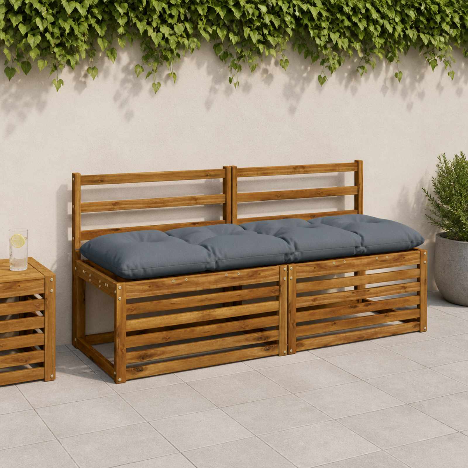 vidaXL Bænkepuder VIANEN 2 stk. 100% polyester Blå 150 x 50 x 12 cm