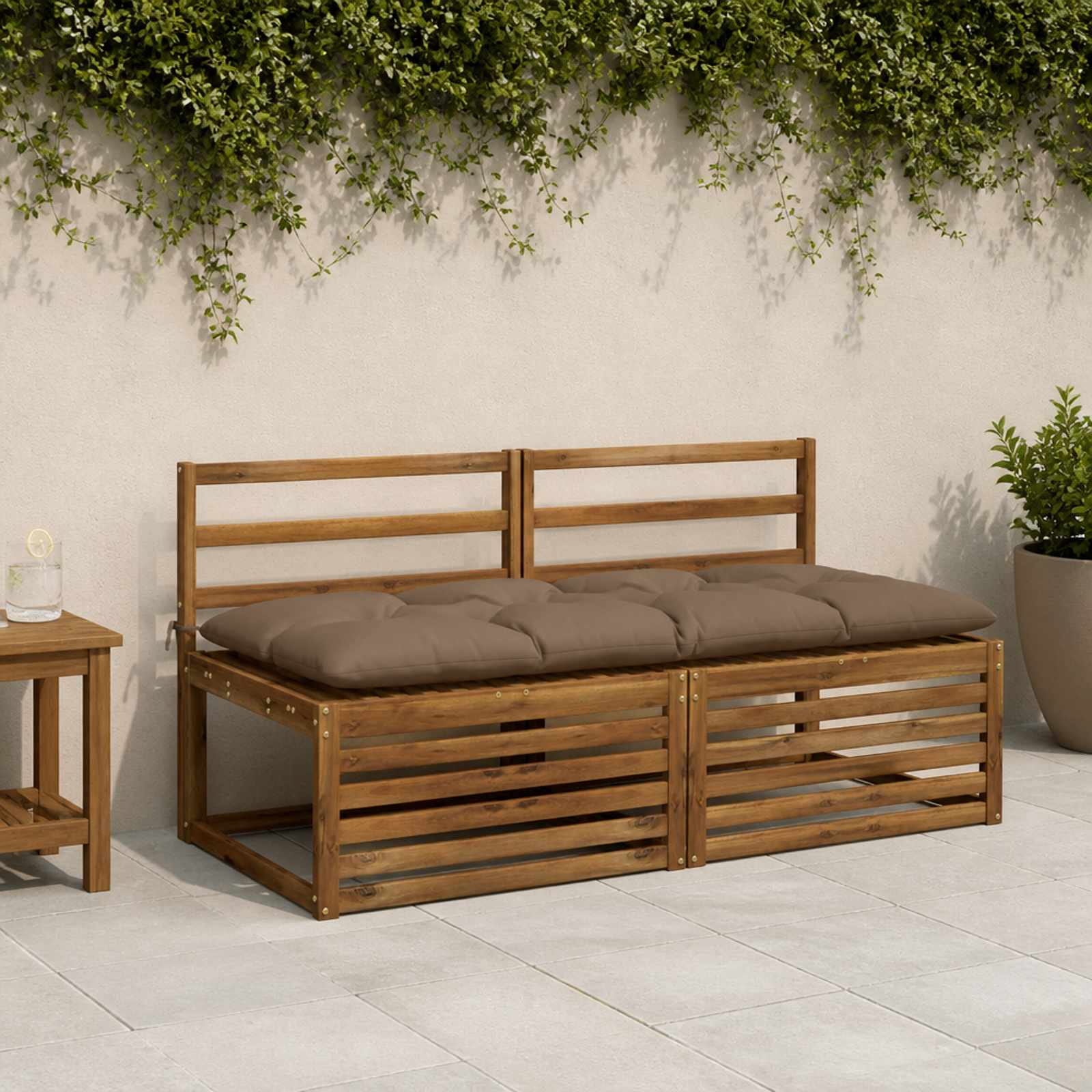 vidaXL Bænkpude VIANEN 100% polyester Gråbrun 140 x 60 x 12 cm