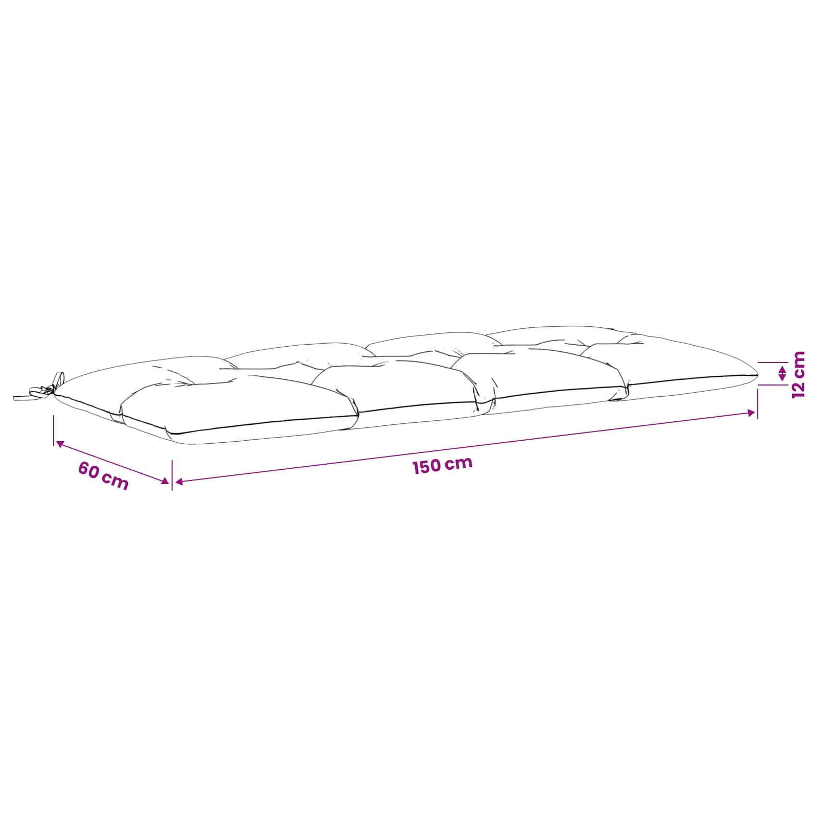 Blazina za klop VIANEN 100% poliester Modra 150 x 60 x 12 cm