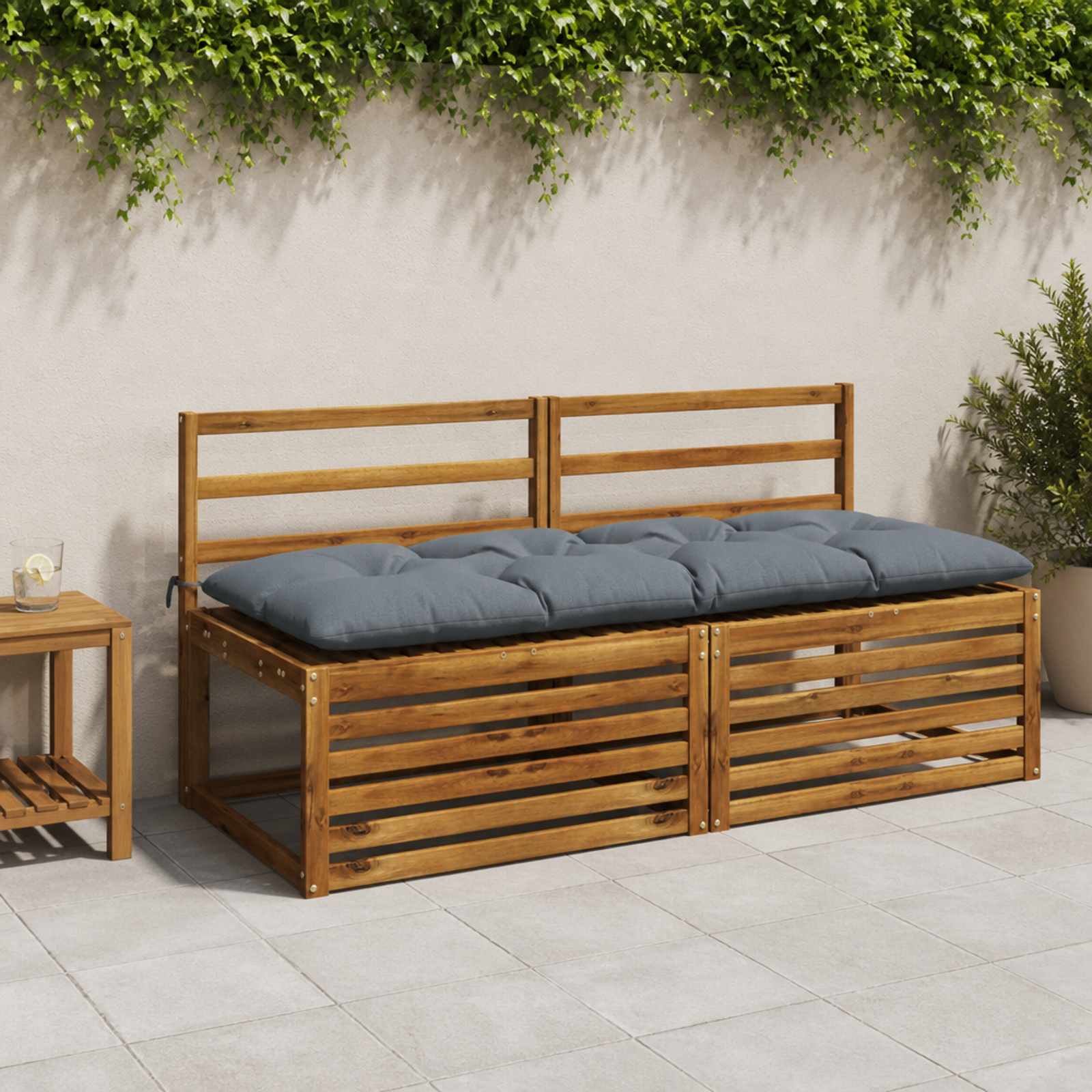 vidaXL Bænkepuder VIANEN 2 stk. 100% polyester Blå 140 x 60 x 12 cm