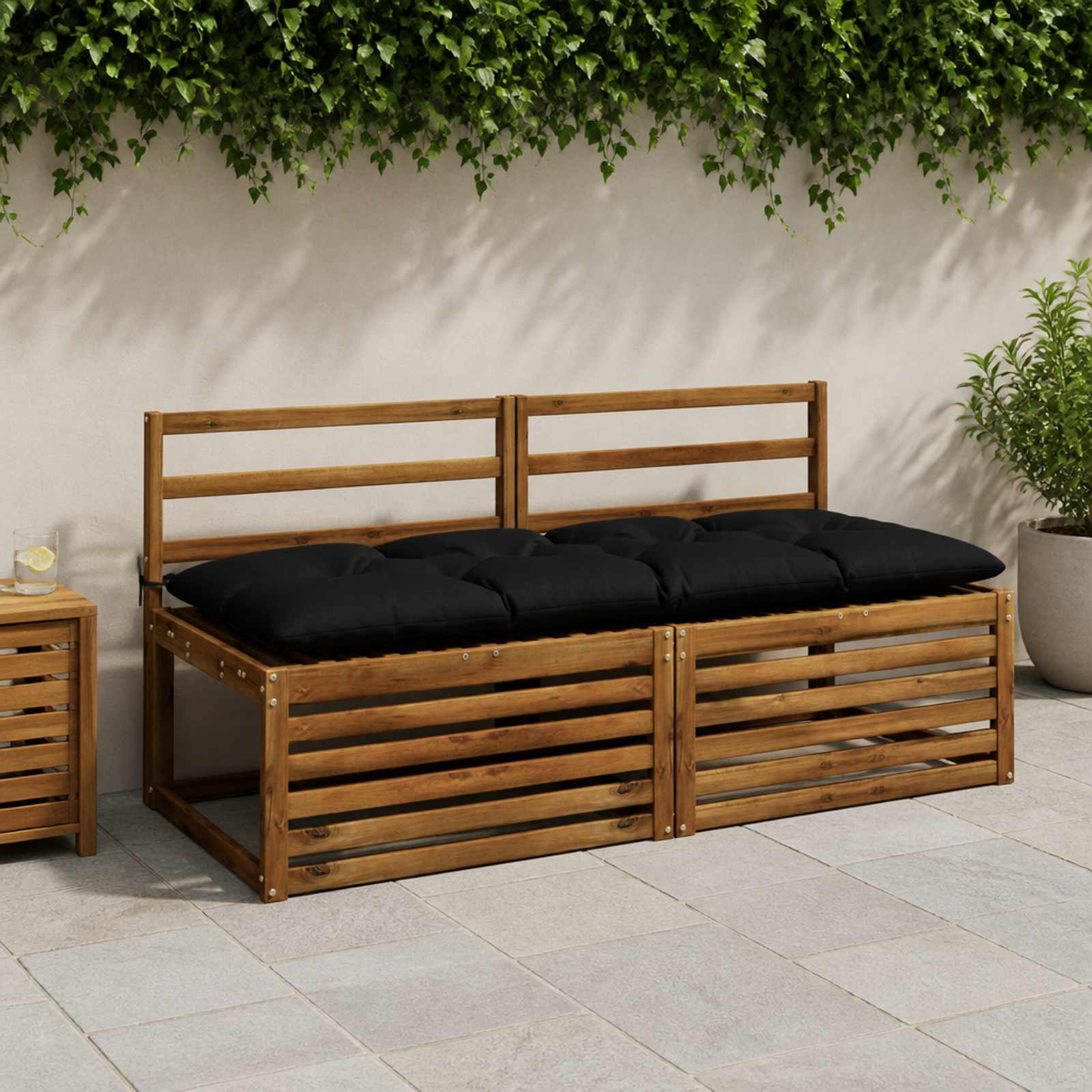 vidaXL Bænkepuder VIANEN 2 stk. 100% polyester Sort 140 x 60 x 12 cm