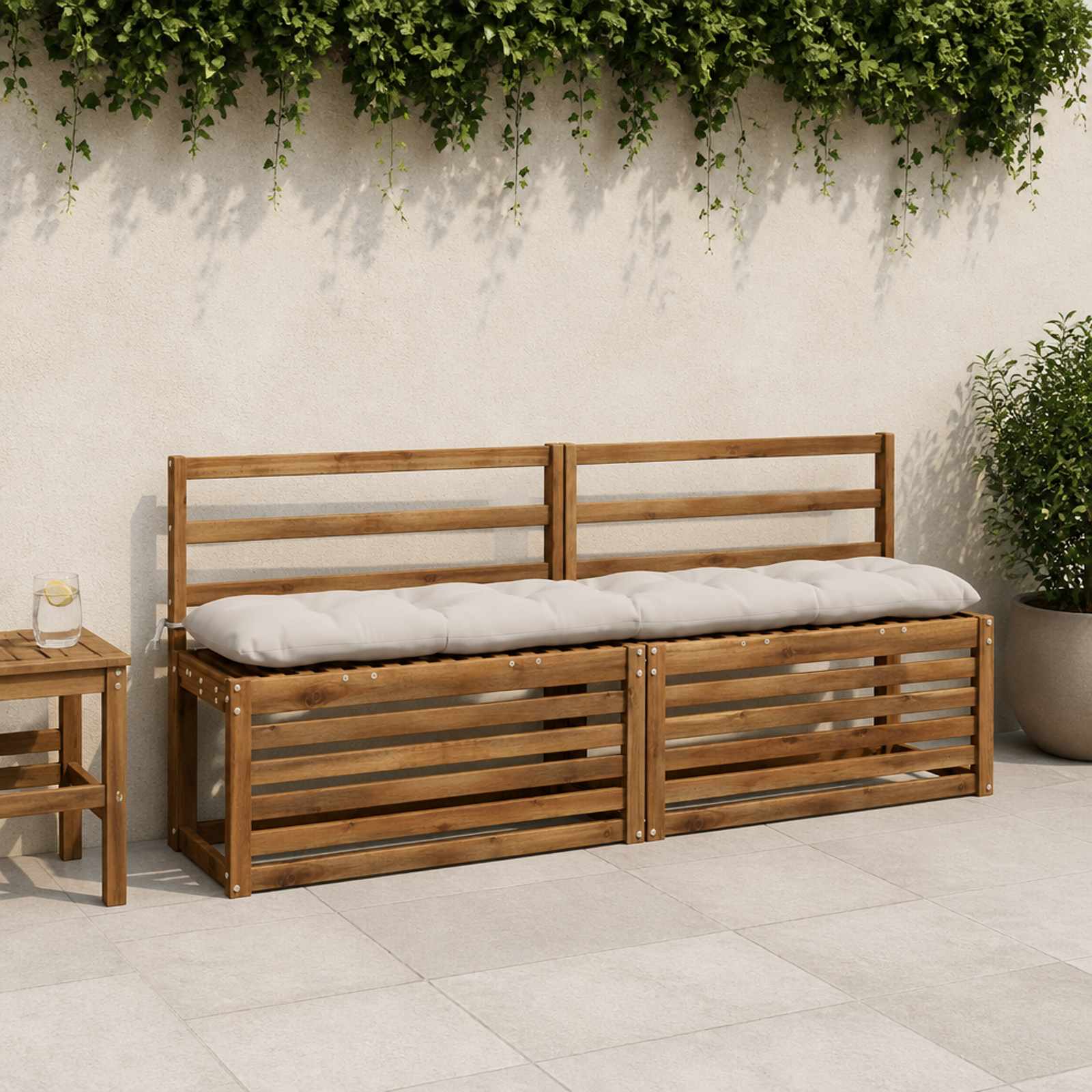 vidaXL Bænkepuder VIANEN 2 stk. 100% polyester Hvid 170 x 30 x 12 cm
