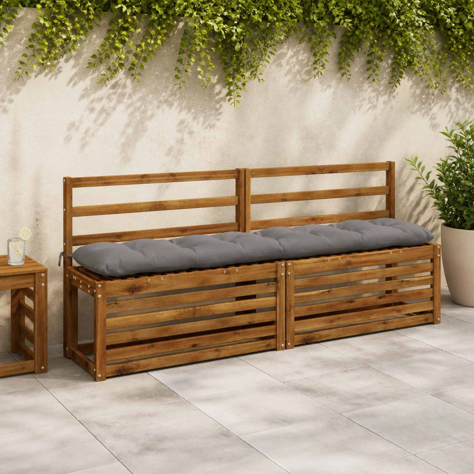 vidaXL Bænkepuder VIANEN 2 stk. 100% polyester Grå 170 x 30 x 12 cm