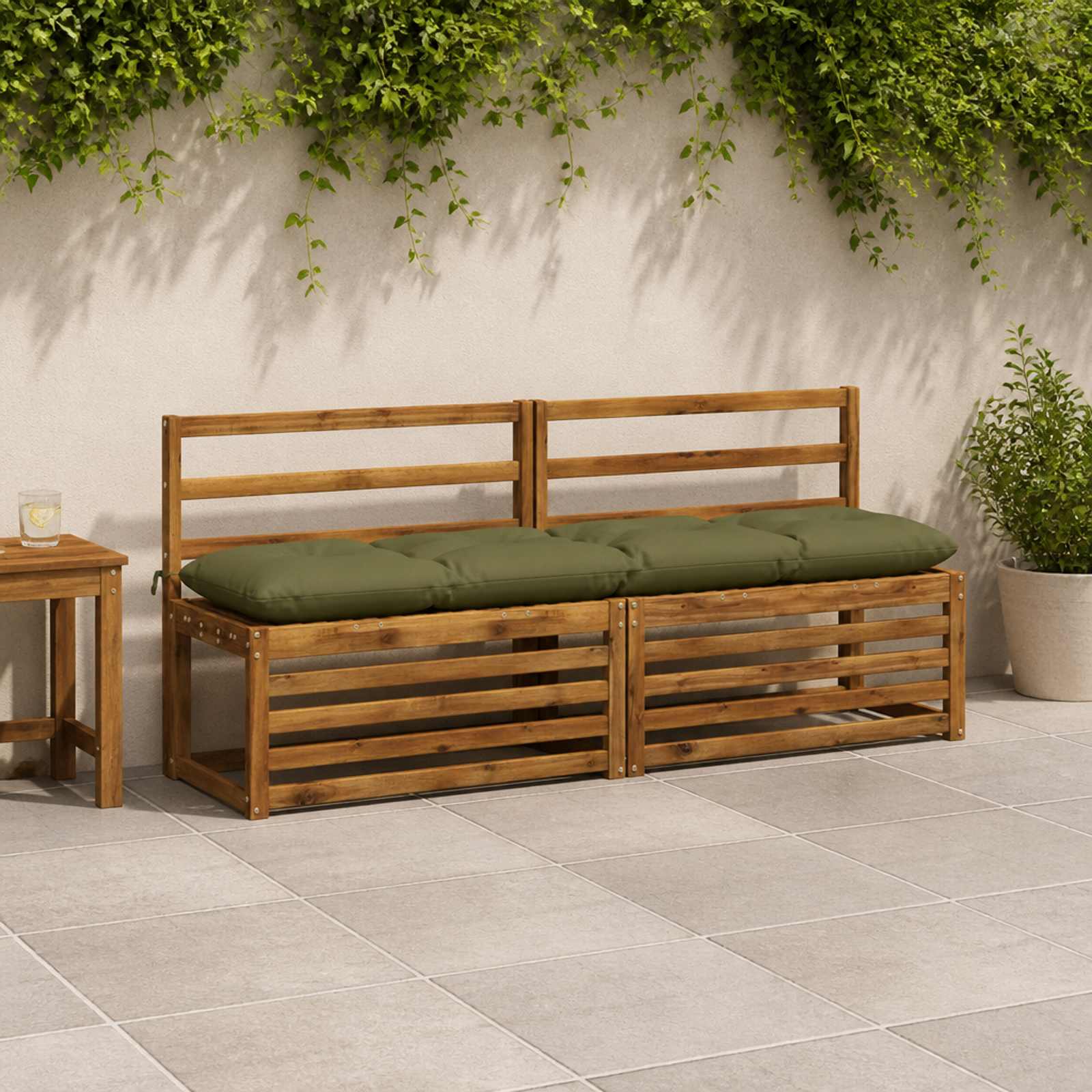 vidaXL Bænkpude VIANEN 100% polyester Olivengrøn 160 x 40 x 12 cm