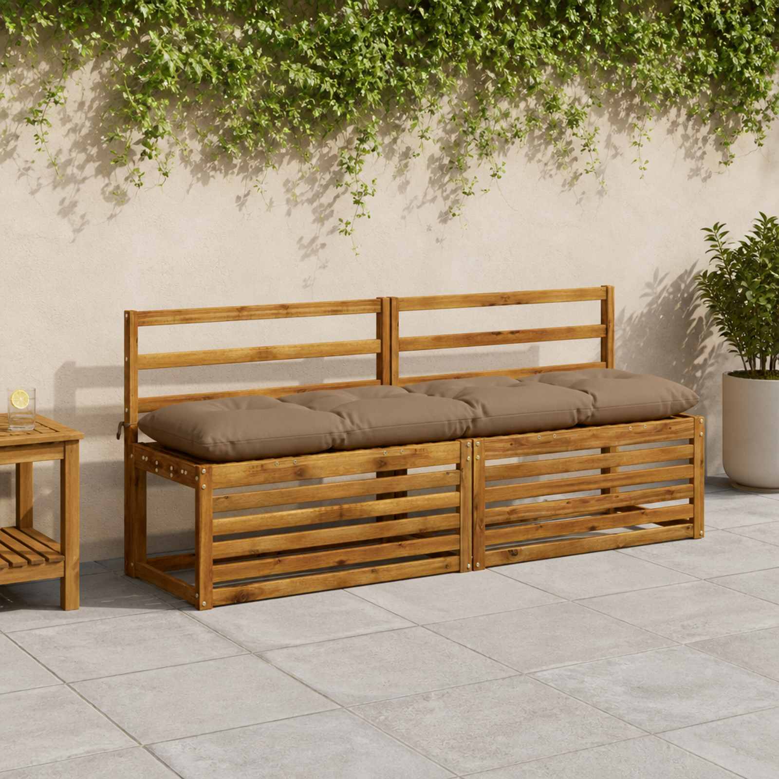 vidaXL Bænkpude VIANEN 100% polyester Gråbrun 160 x 40 x 12 cm