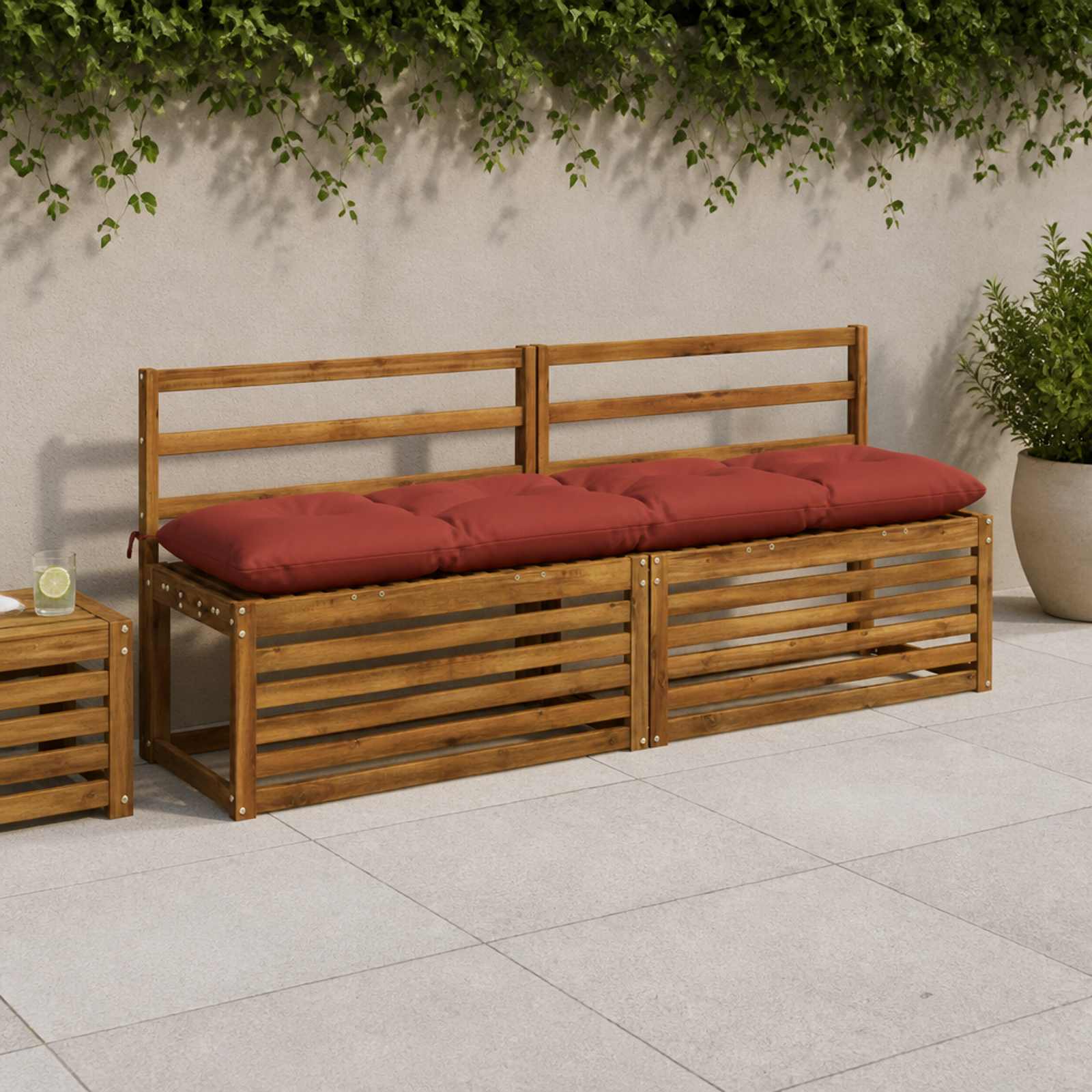 vidaXL Bænkepuder VIANEN 2 stk. 100% polyester Rød 180 x 40 x 12 cm