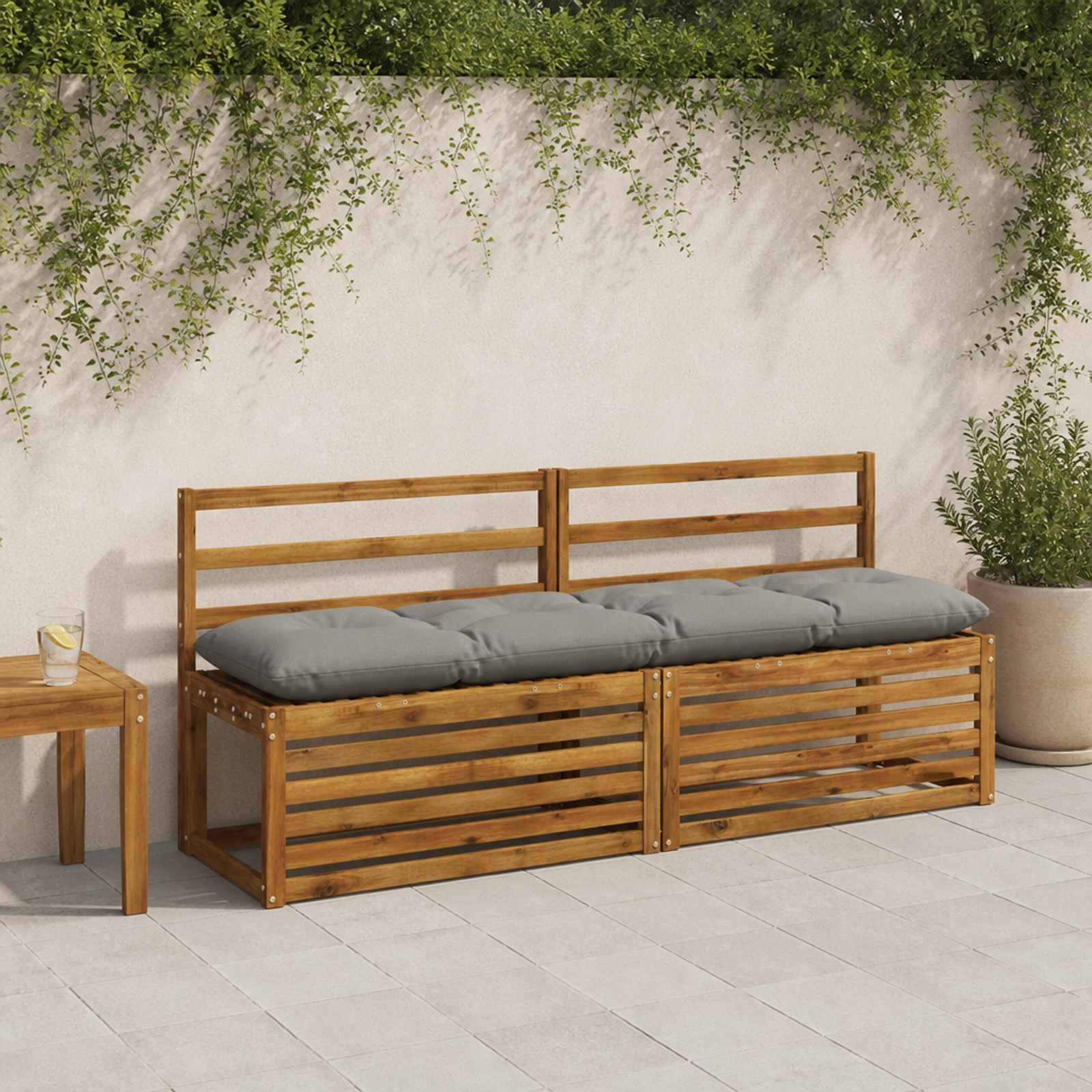 vidaXL Bænkepuder VIANEN 2 stk. 100% polyester Grå 180 x 40 x 12 cm