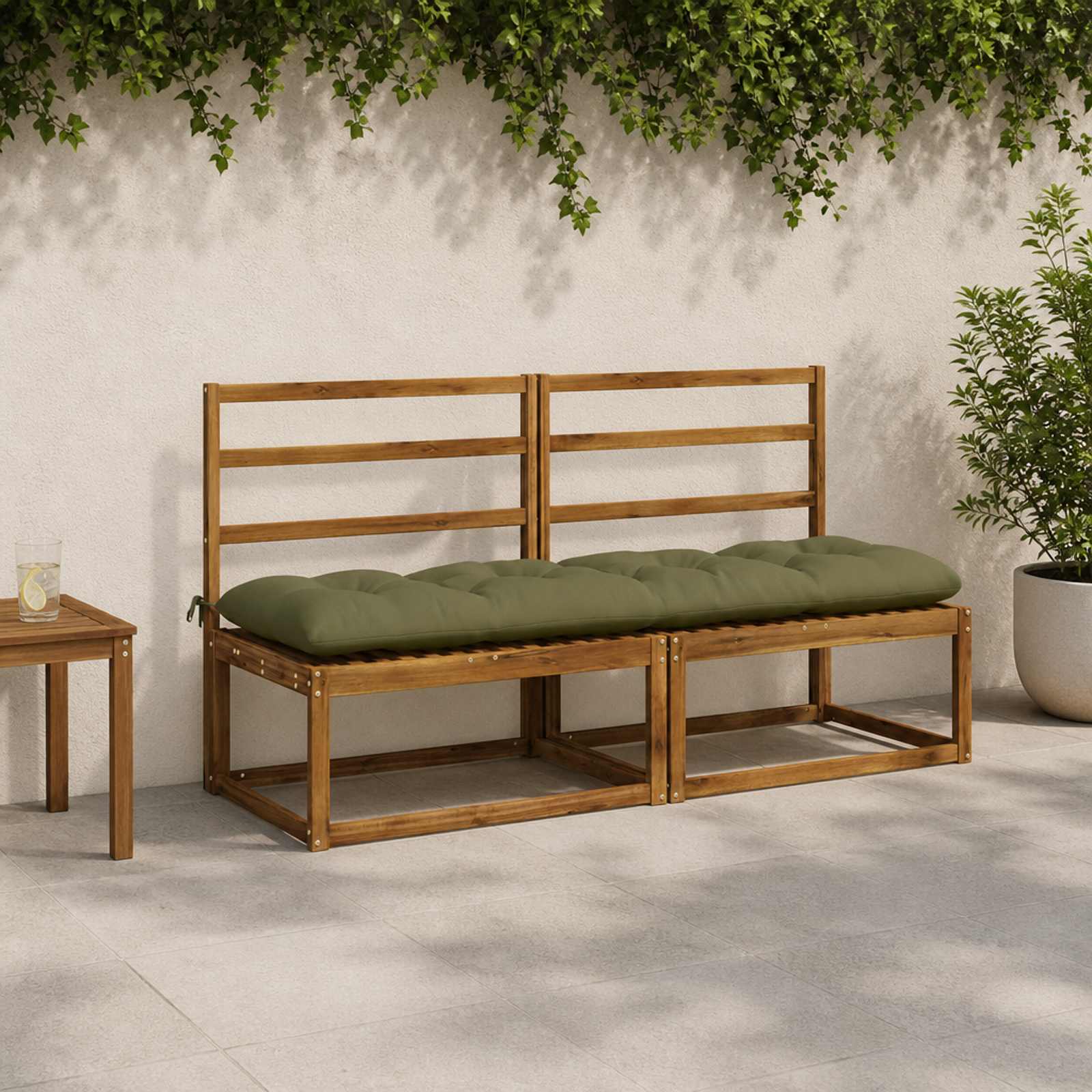 vidaXL Bankkissen VIANEN 100 % Polyester Olivgrün 180 x 50 x 12 cm
