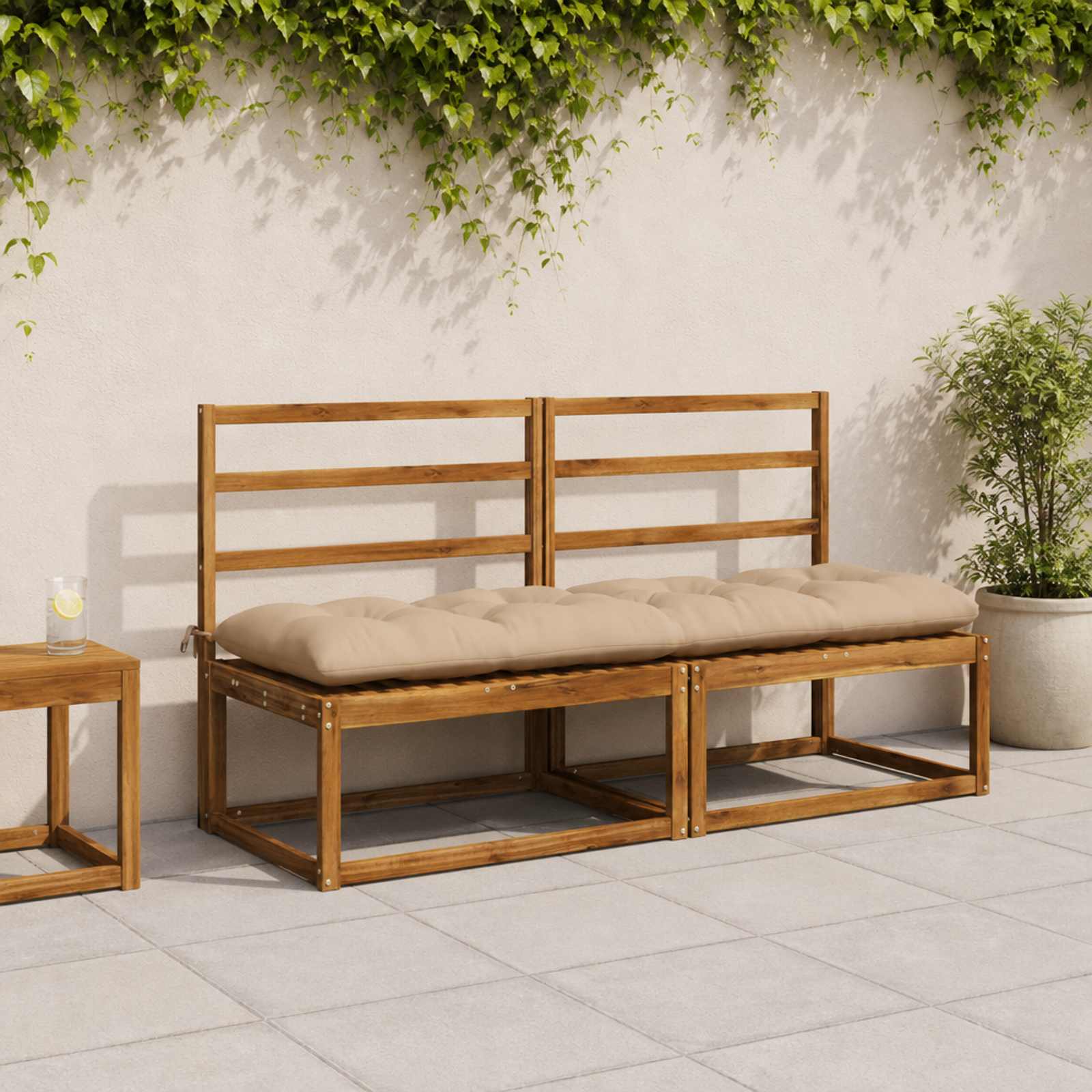 vidaXL Bænkpude VIANEN 100% polyester Sandfarvet 160 x 50 x 12 cm