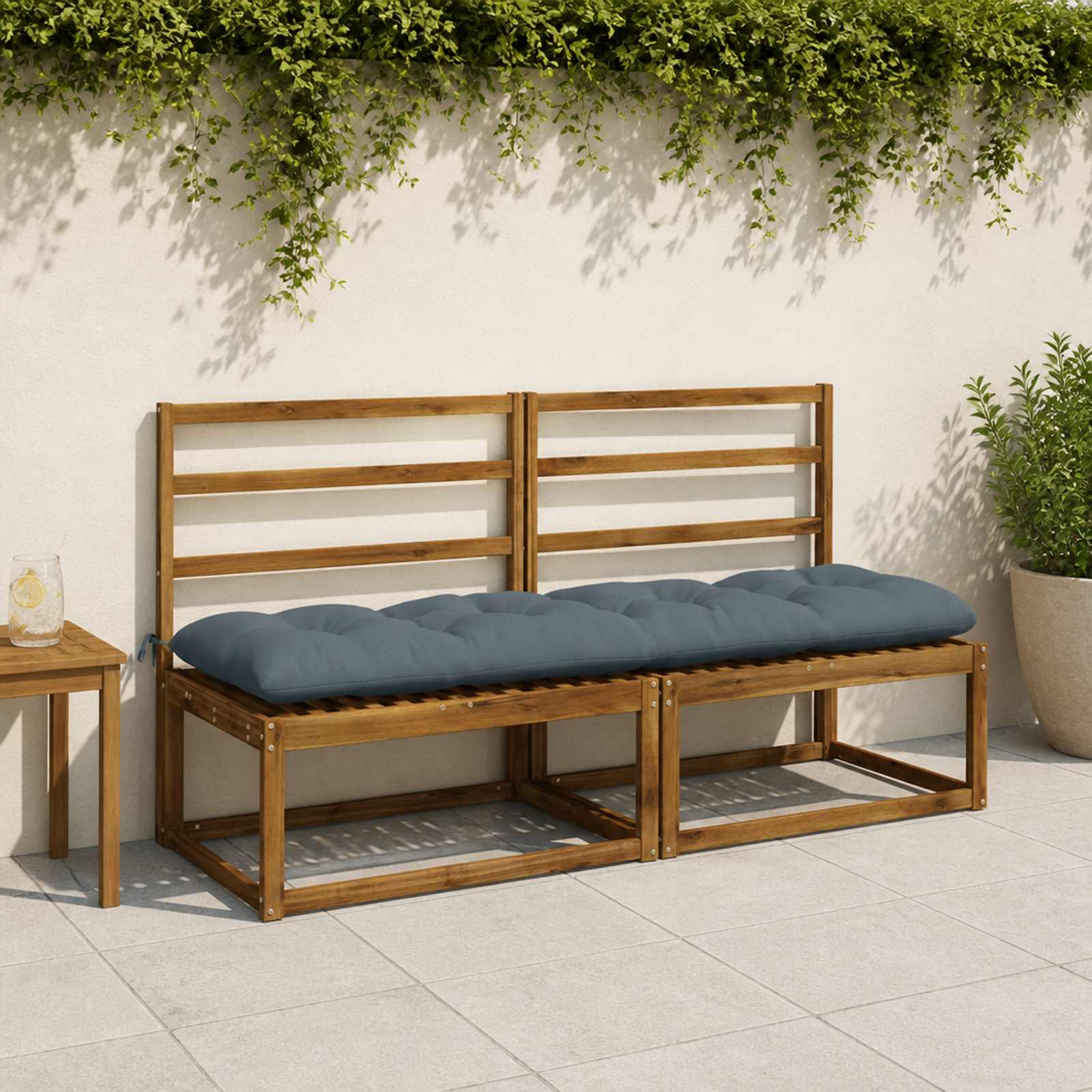 vidaXL Bænkepuder VIANEN 2 stk. 100% polyester Blå 160 x 50 x 12 cm