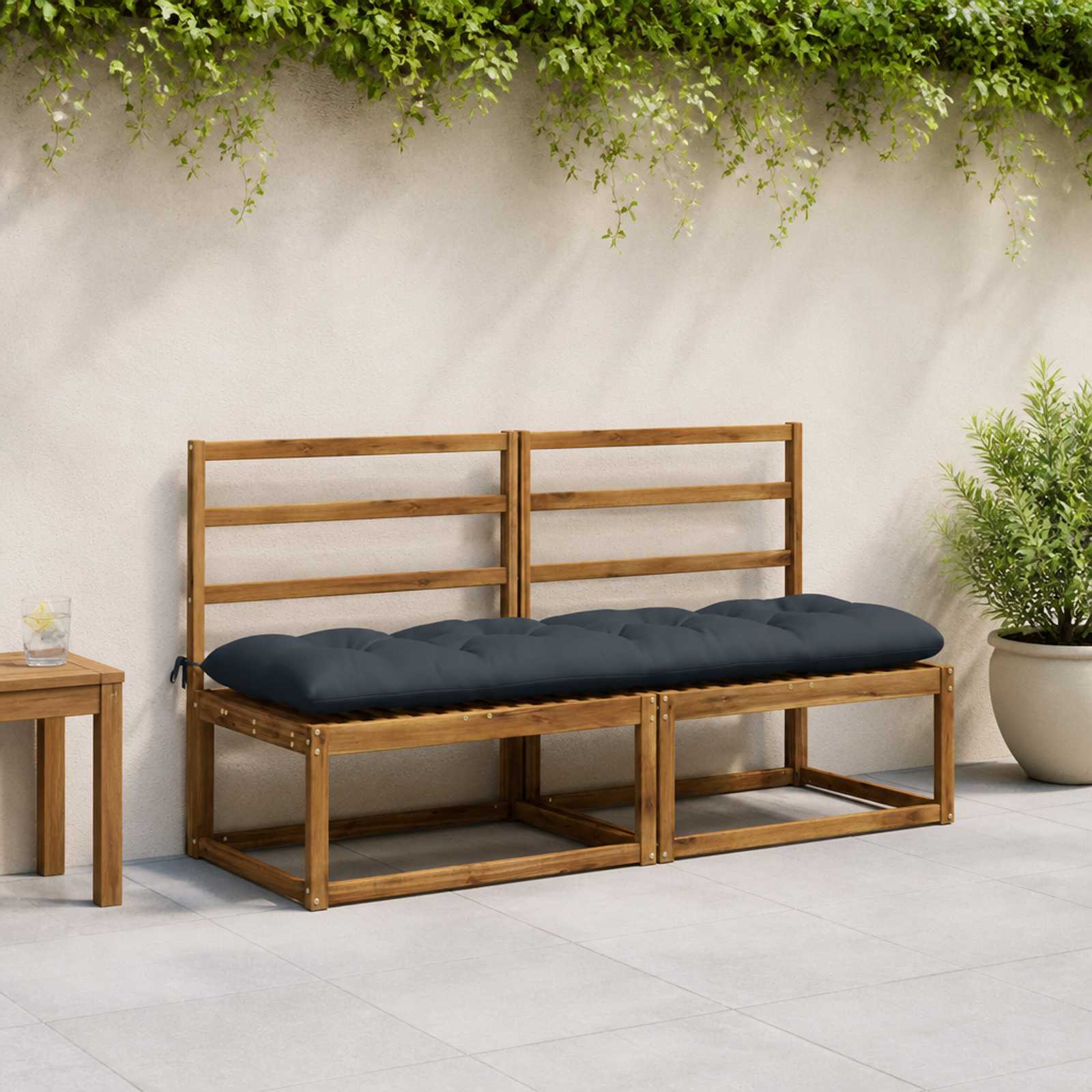 vidaXL Bænkpude VIANEN 100% polyester Mørk blå 160 x 50 x 12 cm