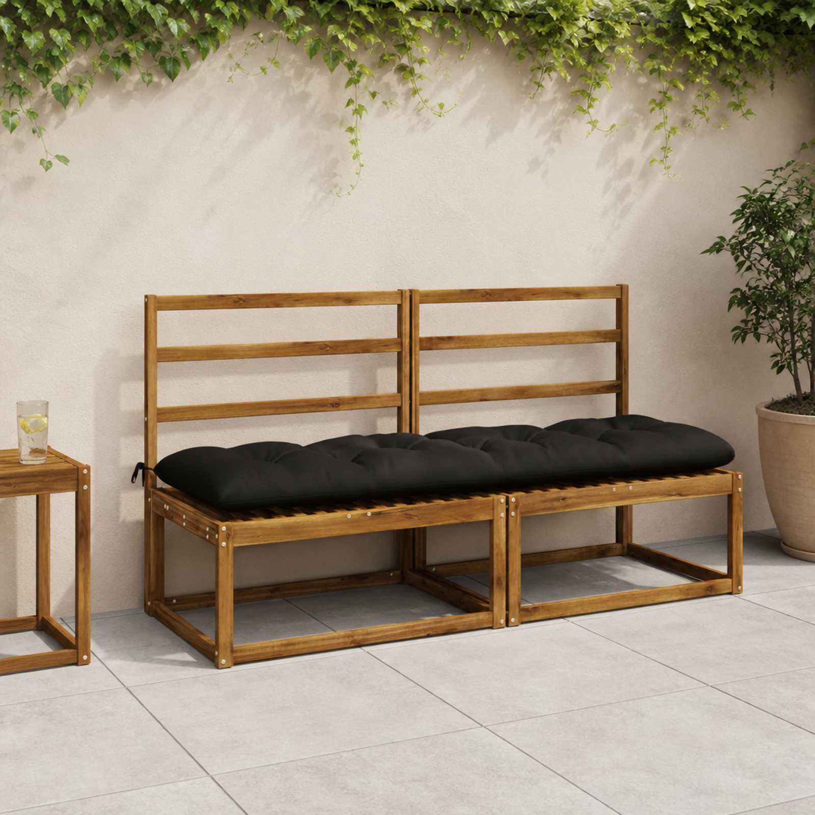 vidaXL Bænkepuder VIANEN 2 stk. 100% polyester Sort 160 x 50 x 12 cm