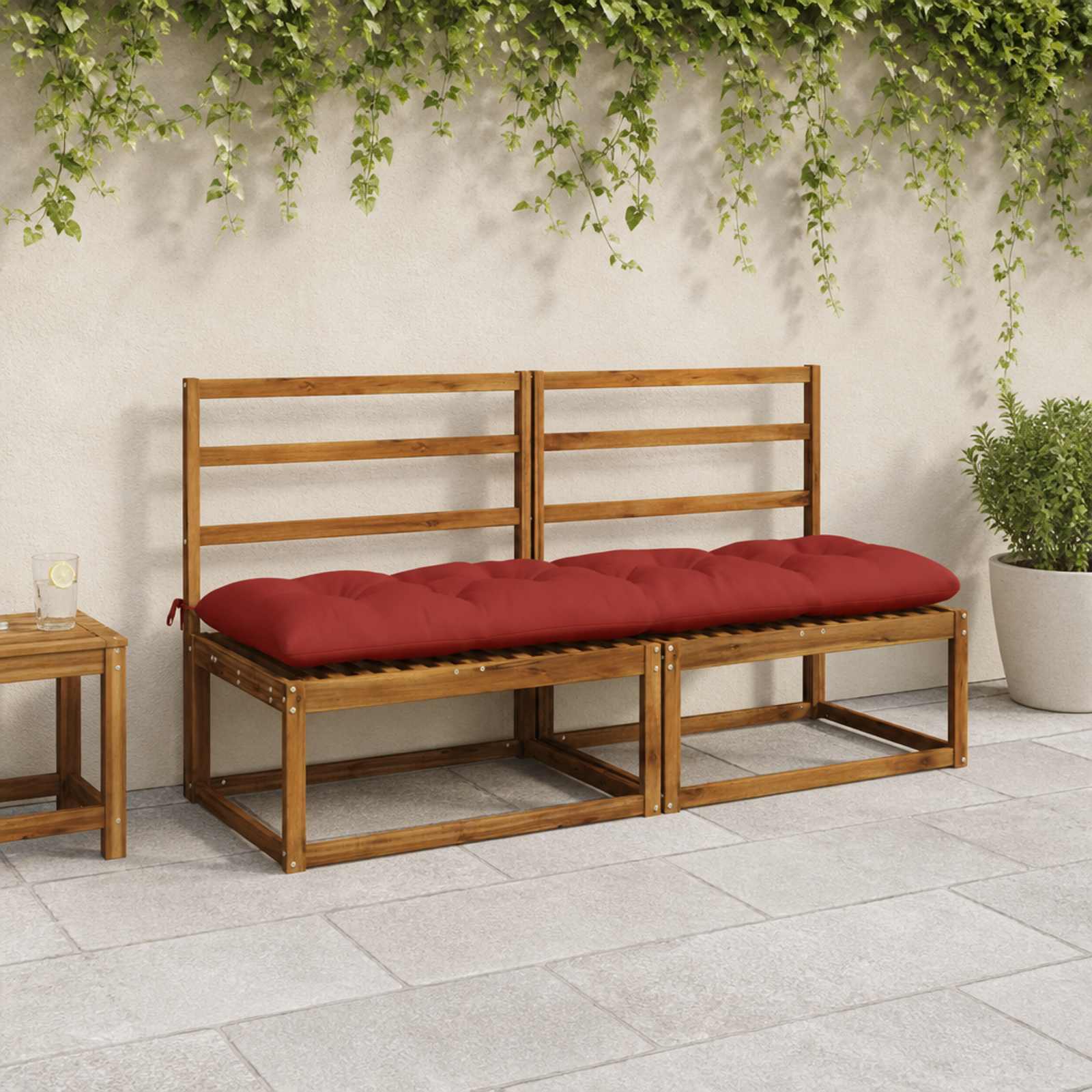 vidaXL Bænkepuder VIANEN 2 stk. 100% polyester Rød 170 x 50 x 12 cm