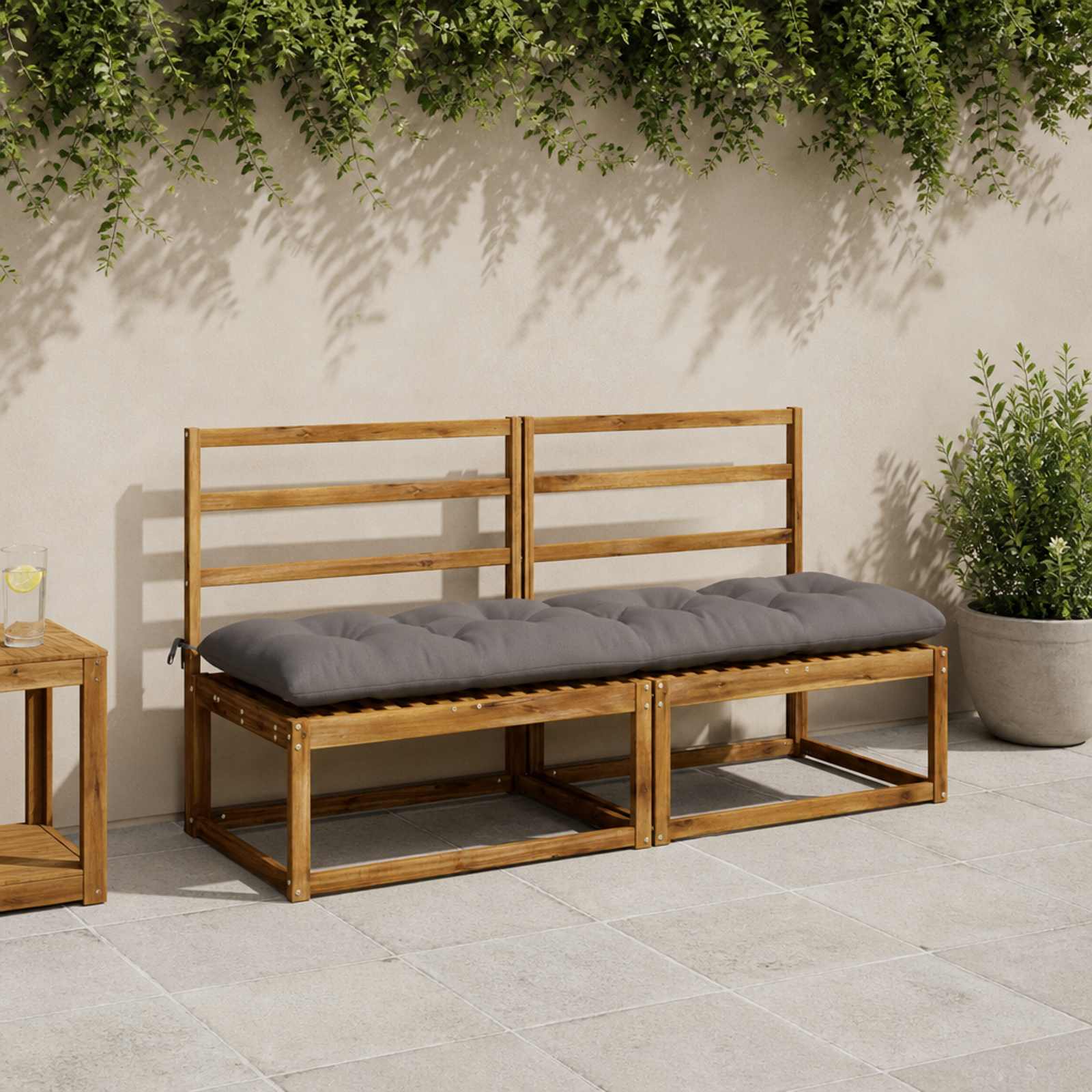vidaXL Bænkepuder VIANEN 2 stk. 100% polyester Grå 170 x 50 x 12 cm