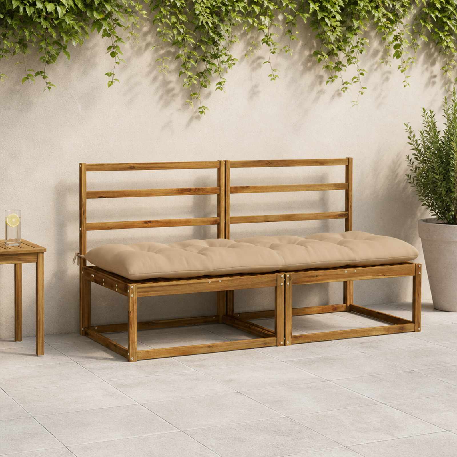 vidaXL Bænkpude VIANEN 100% polyester Sandfarvet 170 x 60 x 12 cm