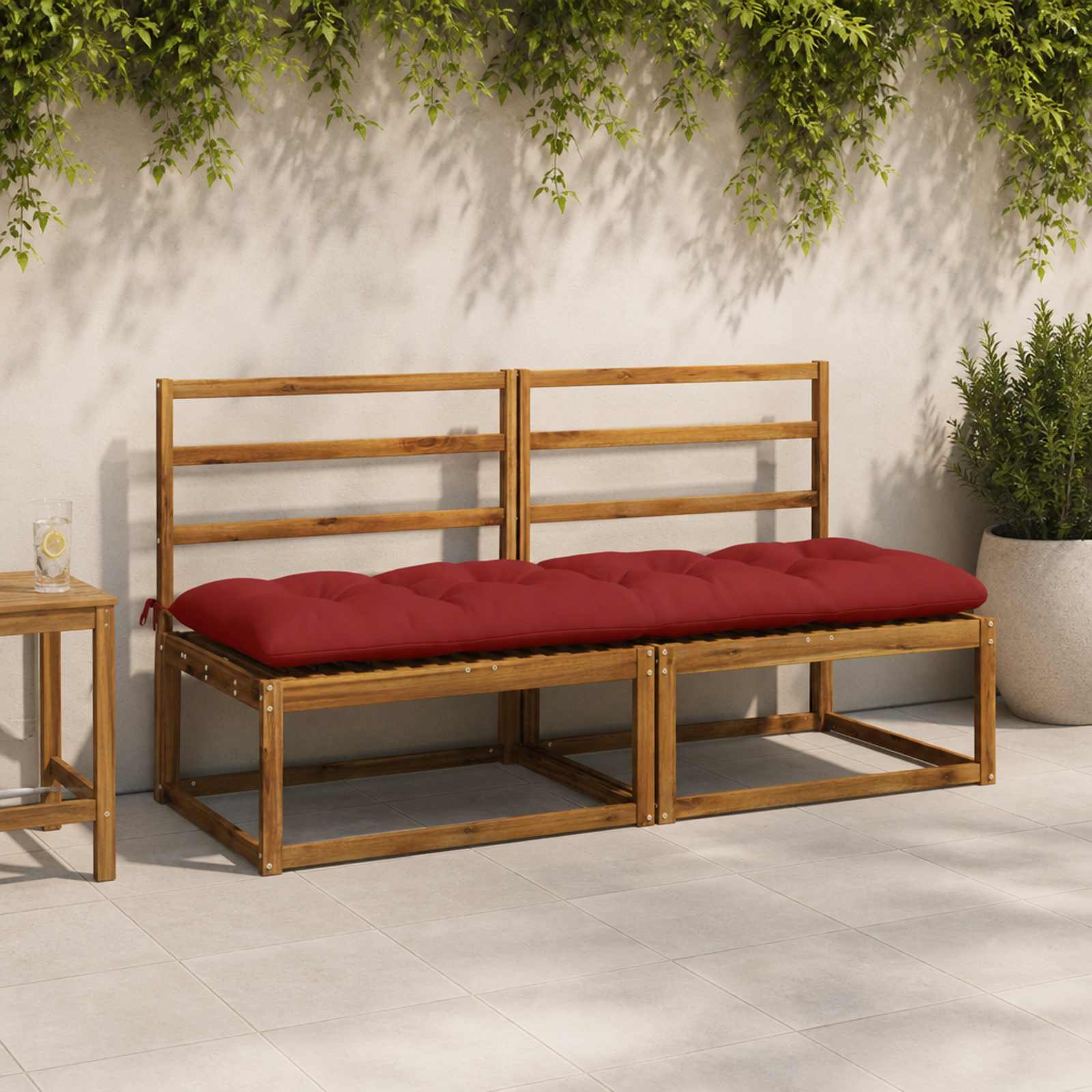 vidaXL Bænkepuder VIANEN 2 stk. 100% polyester Rød 170 x 60 x 12 cm