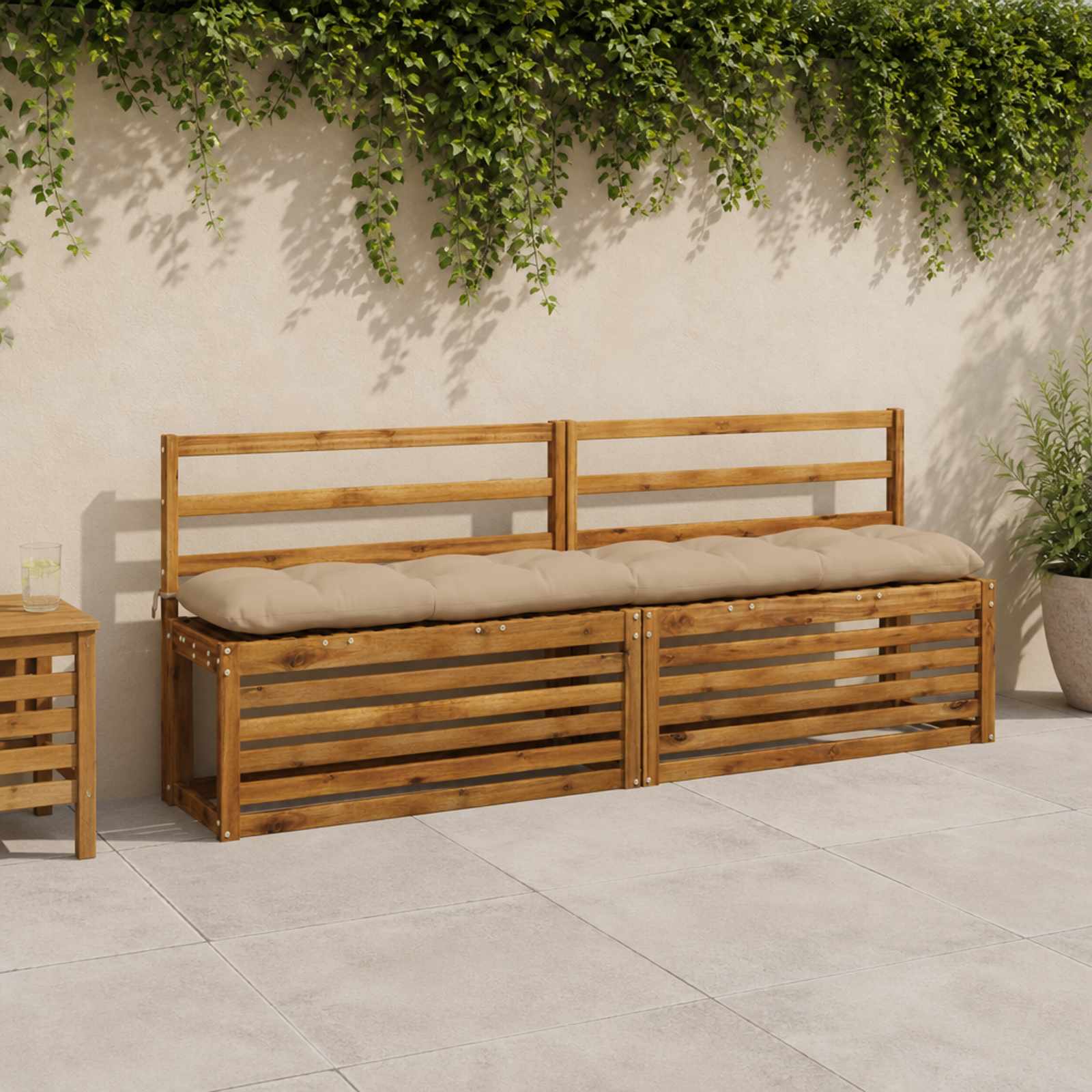 Blazina za klop VIANEN 100% poliester Peščena 200 x 30 x 12 cm